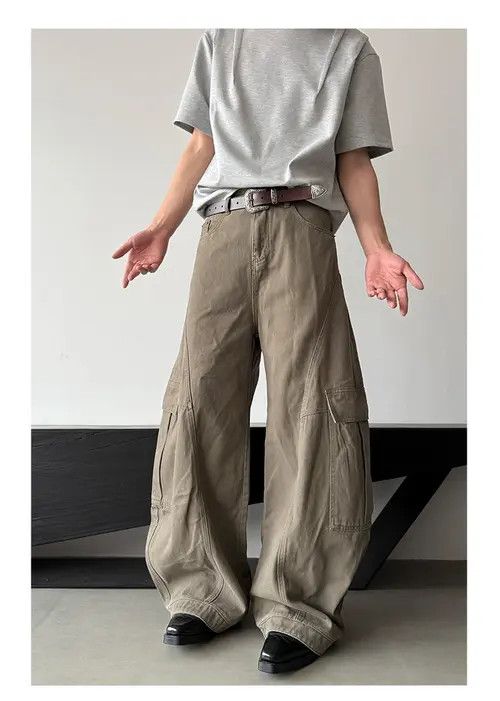 VIBE Khaki Cargo Wide Leg Pants Size US 33 - 1 Thumbnail