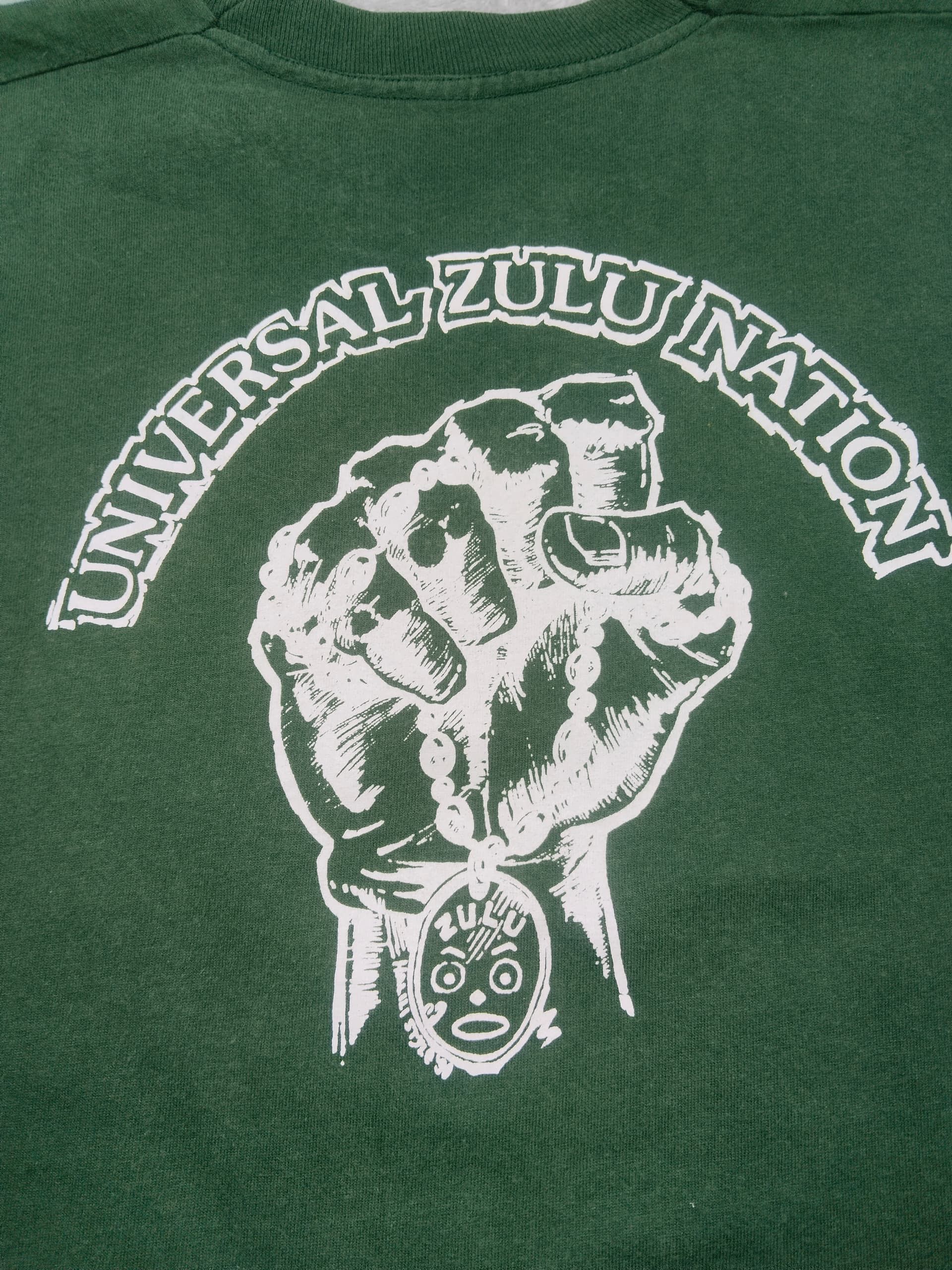Fruit Of The Loom × Rap Tees × Vintage VINTAGE UNIVERSAL ZULU NATION HIP HOP 4EVER GREEN T SHIRT Size US XL / EU 56 / 4 - 2 Thumbnail