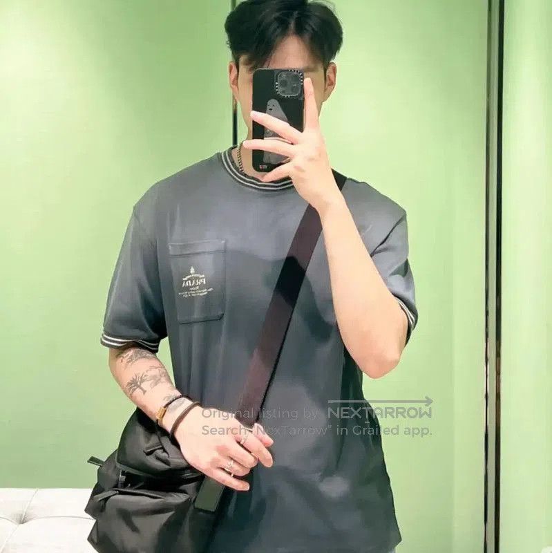 Prada Prada Gray Cotton Logo Short Sleeve T-shirt. Size US L / EU 52-54 / 3 - 5 Thumbnail