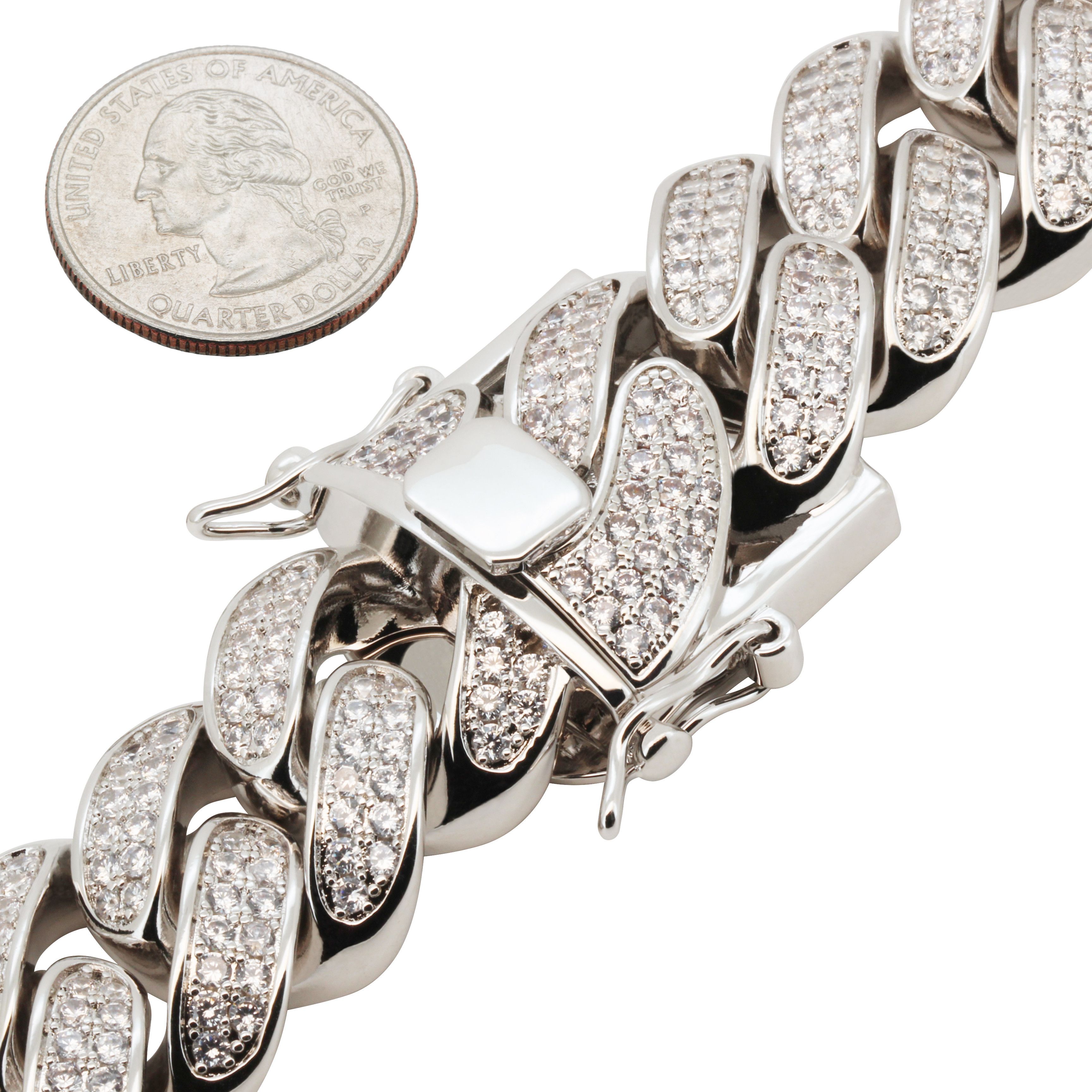 Other 14k White Gold Plated AAA CZ 24mm Cuban Chain Necklace 30” Size ONE SIZE - 3 Thumbnail