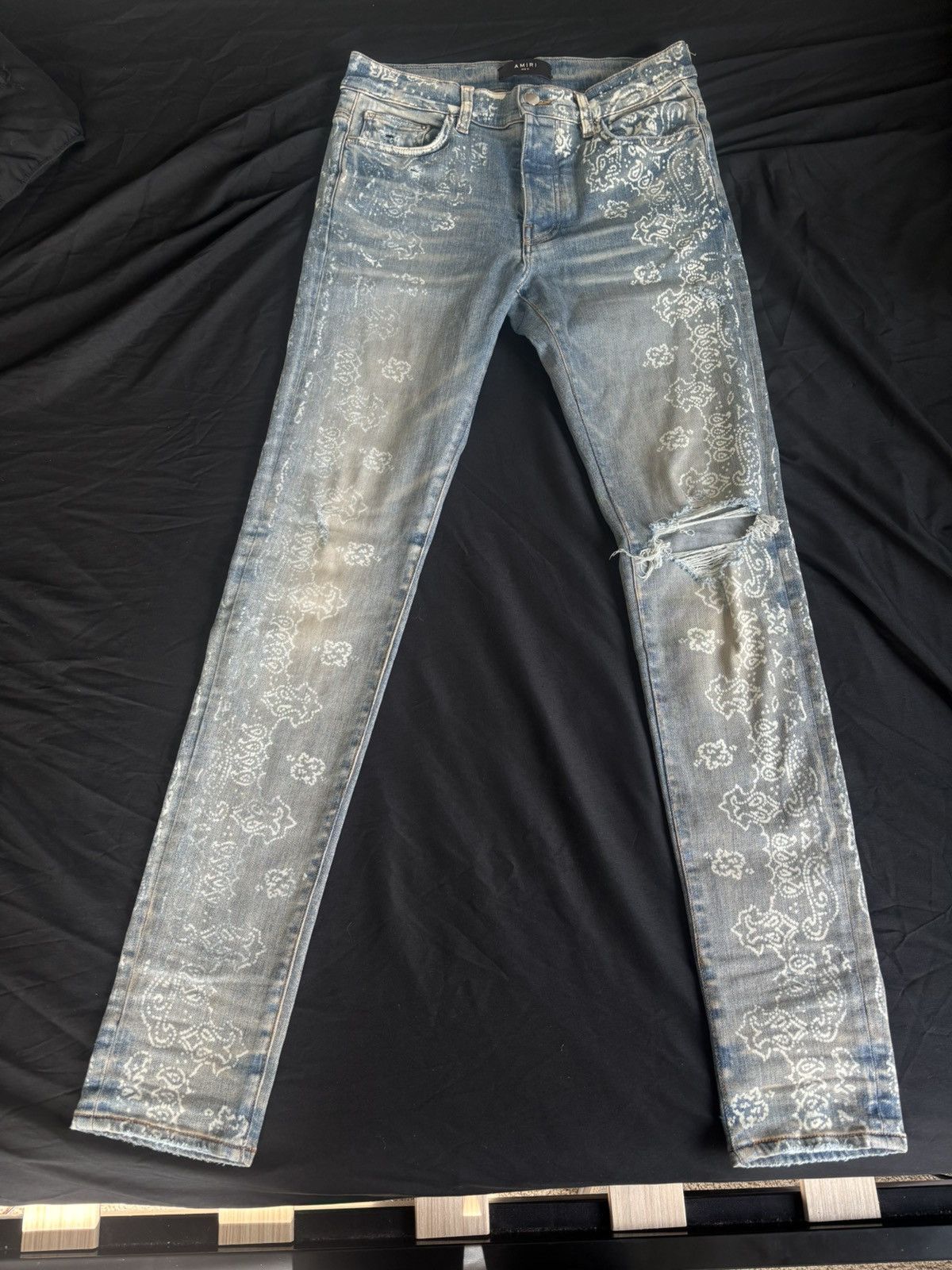 Amiri Amiri Crystal Embellished Logo Jeans Faded Black | Grailed