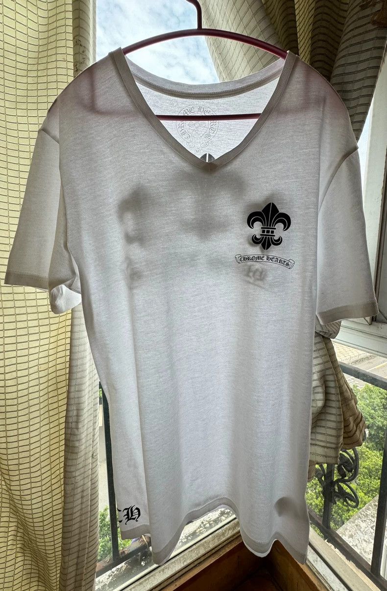 Chrome Hearts Chrome Hearts White V-Neck Short Sleeve Tee | Grailed