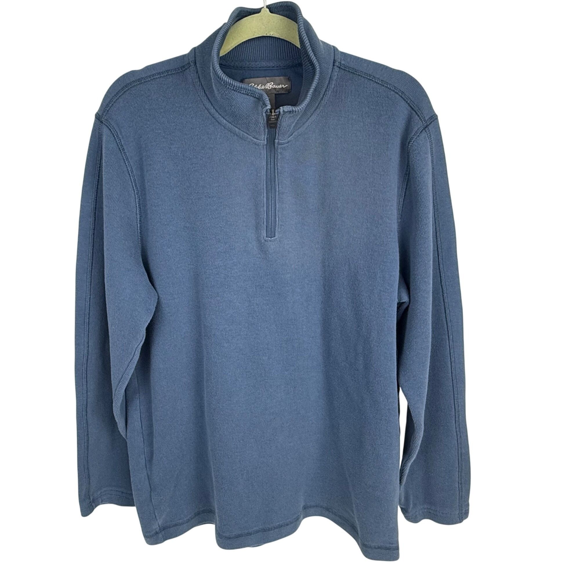 Eddie Bauer Eddie Bauer Men's 1/4-Zip Cotton Sweater Blue Size L Size US L / EU 52-54 / 3 - 2 Thumbnail
