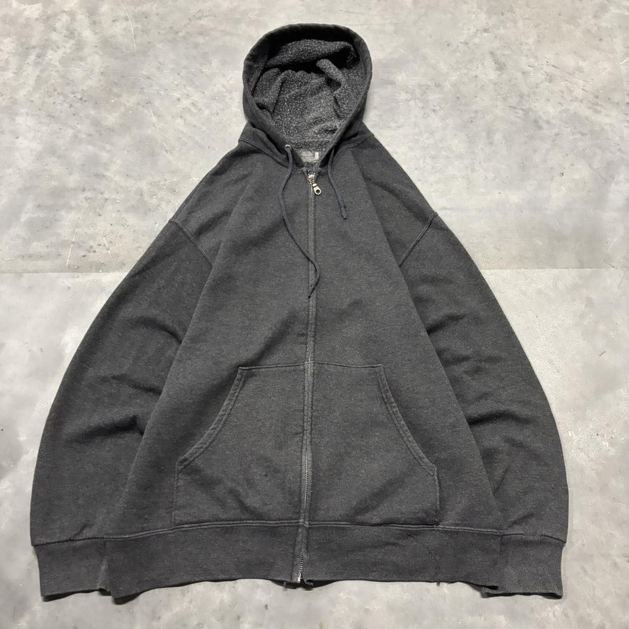 Japanese Brand × Vintage Crazy Vintage Y2K/200s Grey Blank Russell Style Essential Zip Up Hoodie! Size US L / EU 52-54 / 3 - 1 Thumbnail