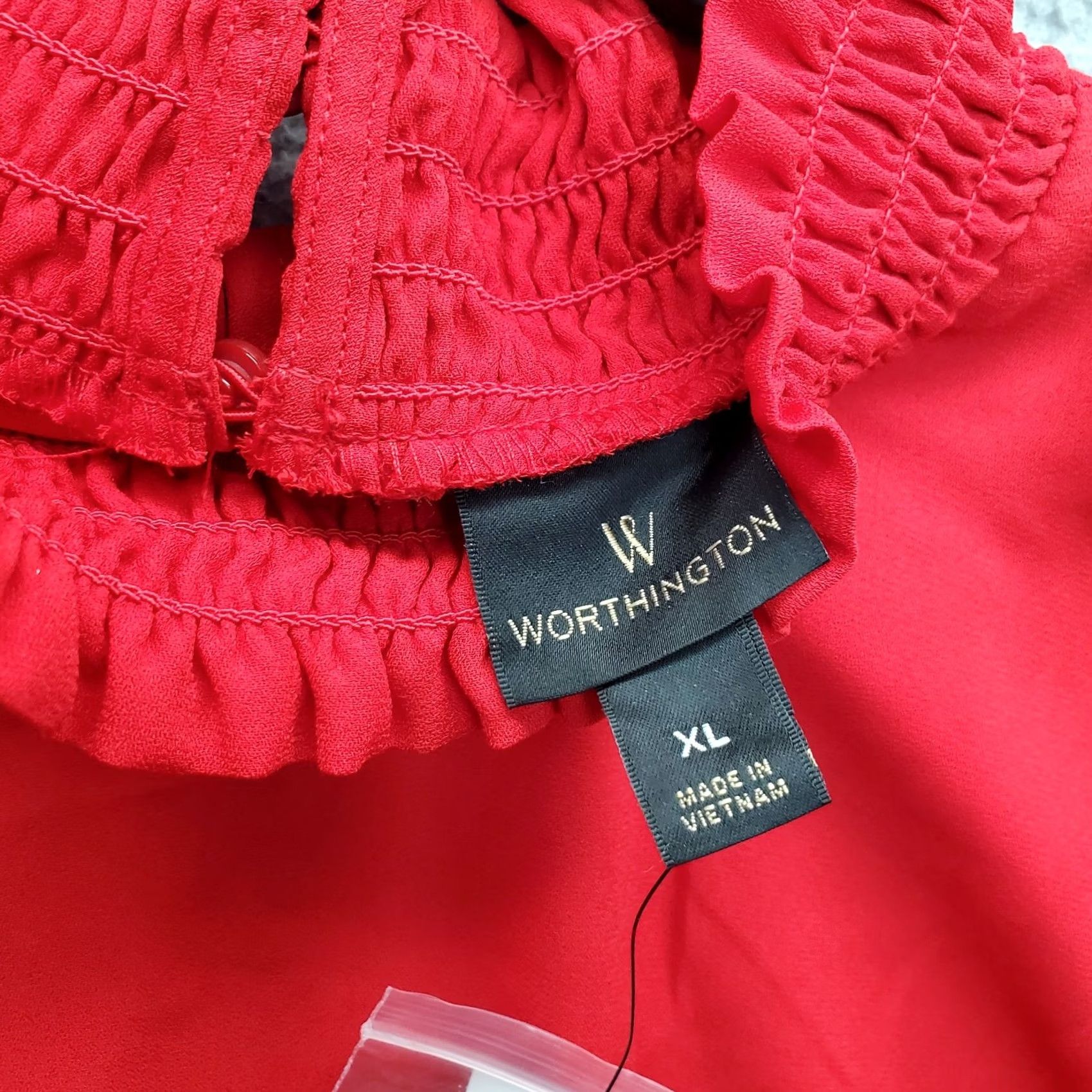 Worthington Worthington Blouse Womens Size XL Red High Neck Back Zip Long Sleeve Shirt Size XL / US 12-14 / IT 48-50 - 7 Thumbnail