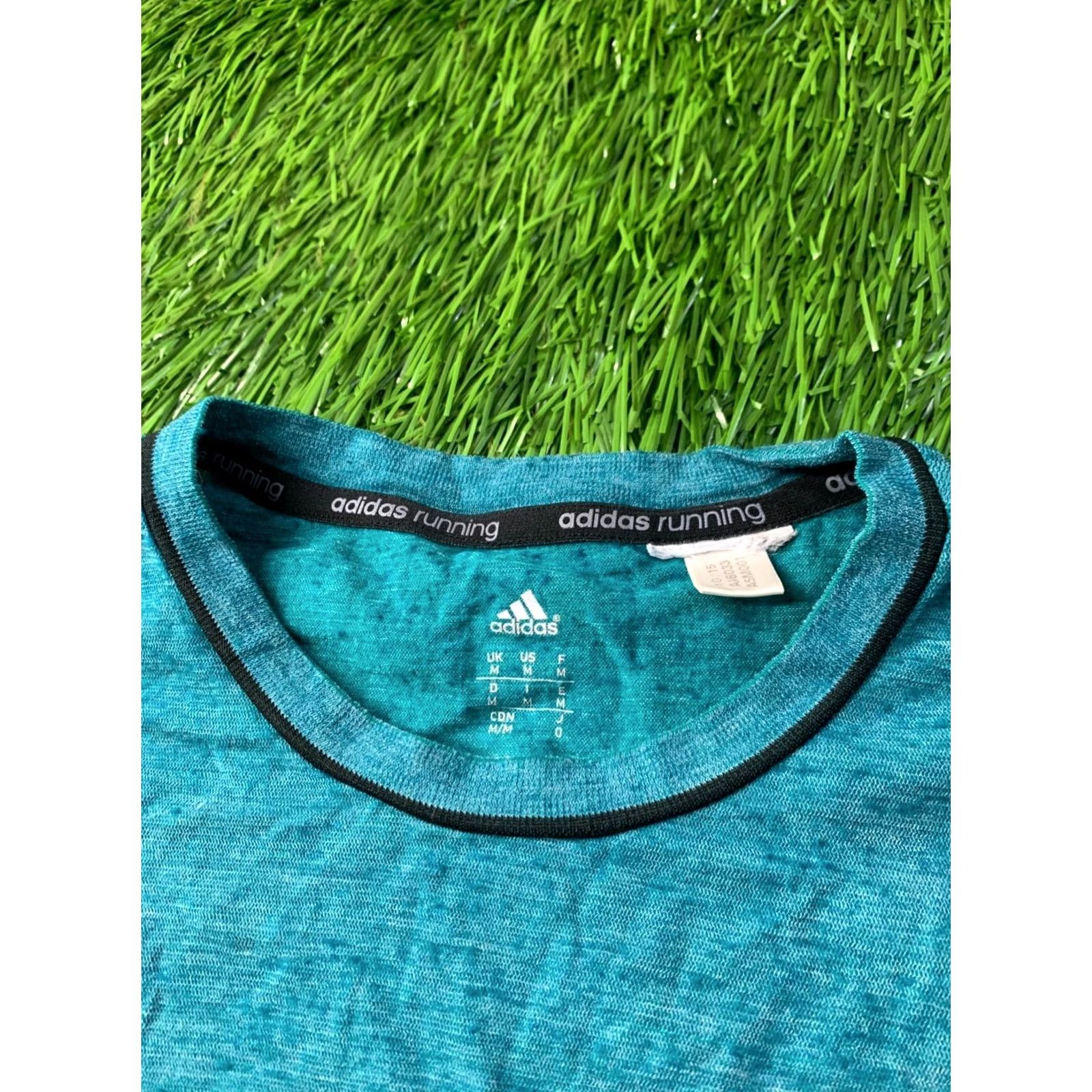 Adidas ADIDAS Adistar Running T-Shirt Men M Green and Black Short Sleeve Crew Neck 2015 Training Jersey Size US M / EU 48-50 / 2 - 5 Thumbnail