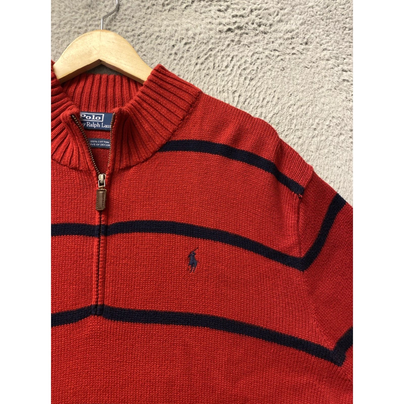 Polo Ralph Lauren Polo Ralph Lauren Men’s Sweater Quarter-Zip Knit Red Striped XL Long Sleeve Zip Logo Embroidered Size US XL / EU 56 / 4 - 2 Thumbnail
