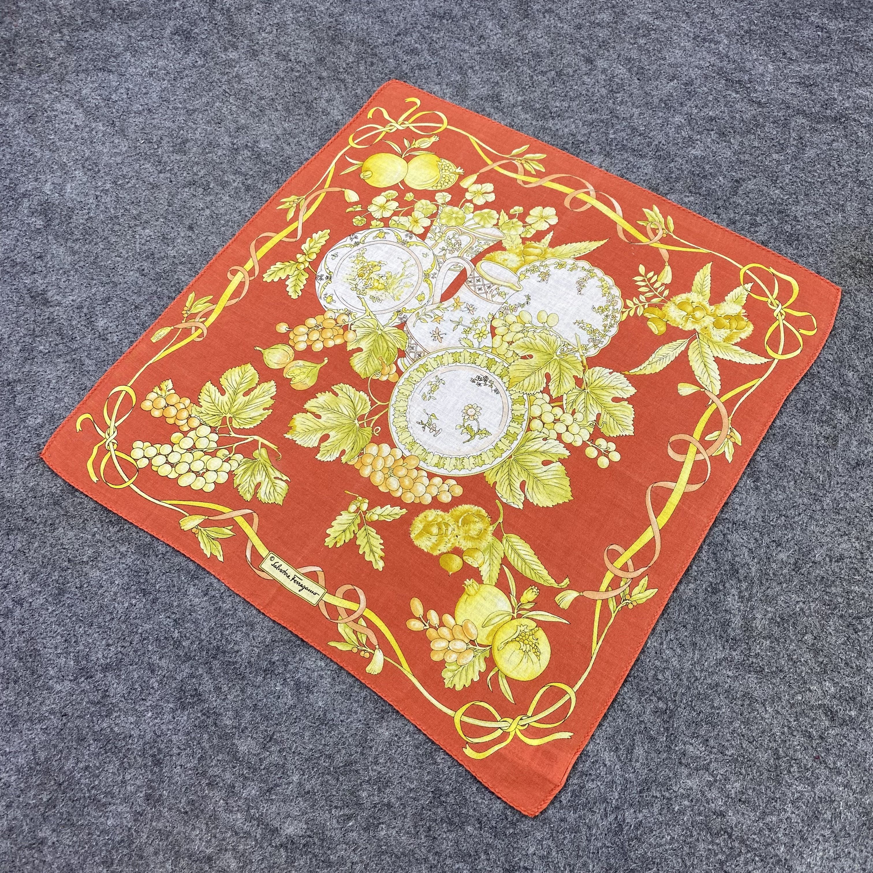 Salvatore Ferragamo Salvatore Ferragama Handkerchief Neckerchief Bandana-B1816 Size ONE SIZE - 4 Thumbnail