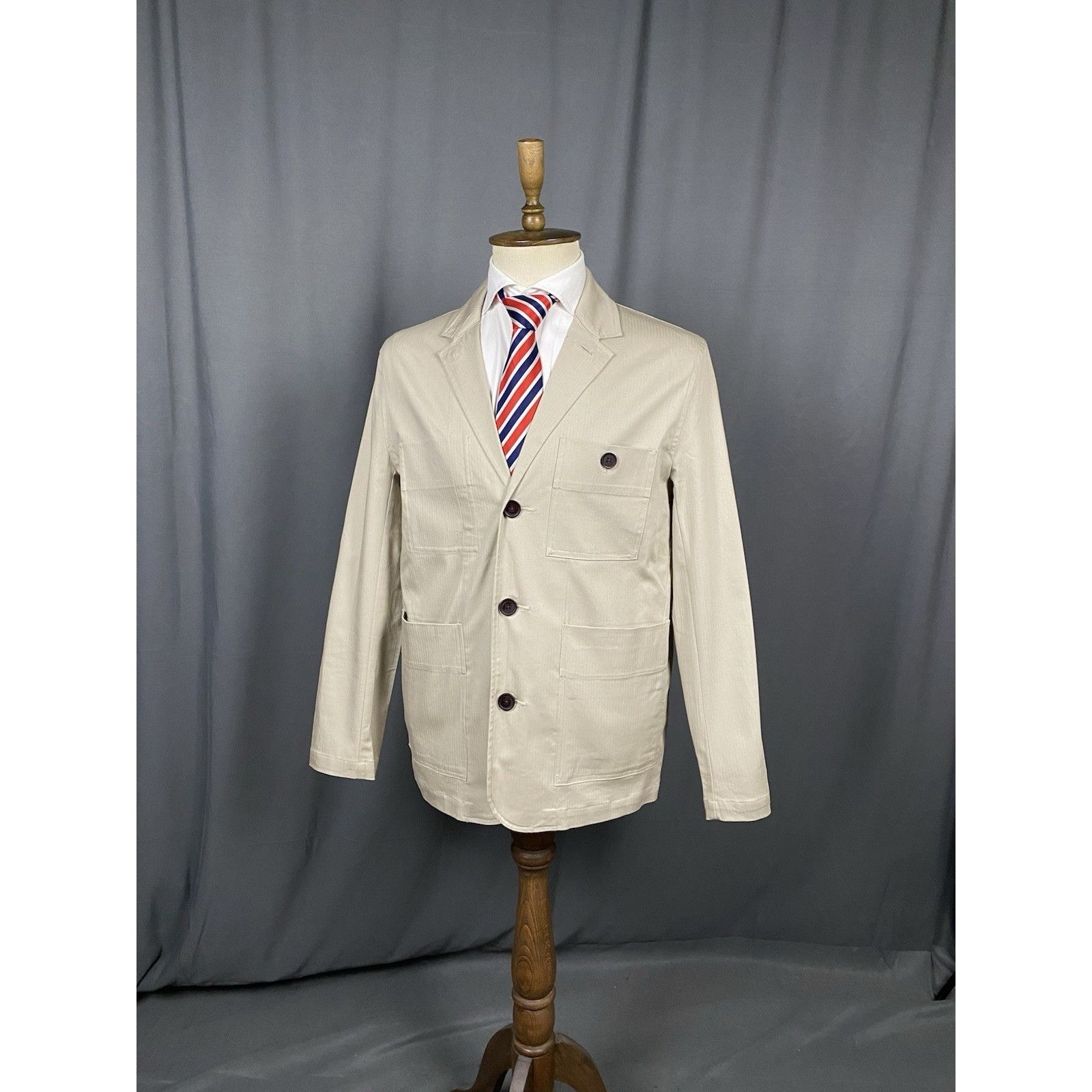 Folk MINT! Folk Men's Beige Multipocket Workwear Blazer Sportcoat Size US M / EU 48-50 / 2 - 3 Thumbnail