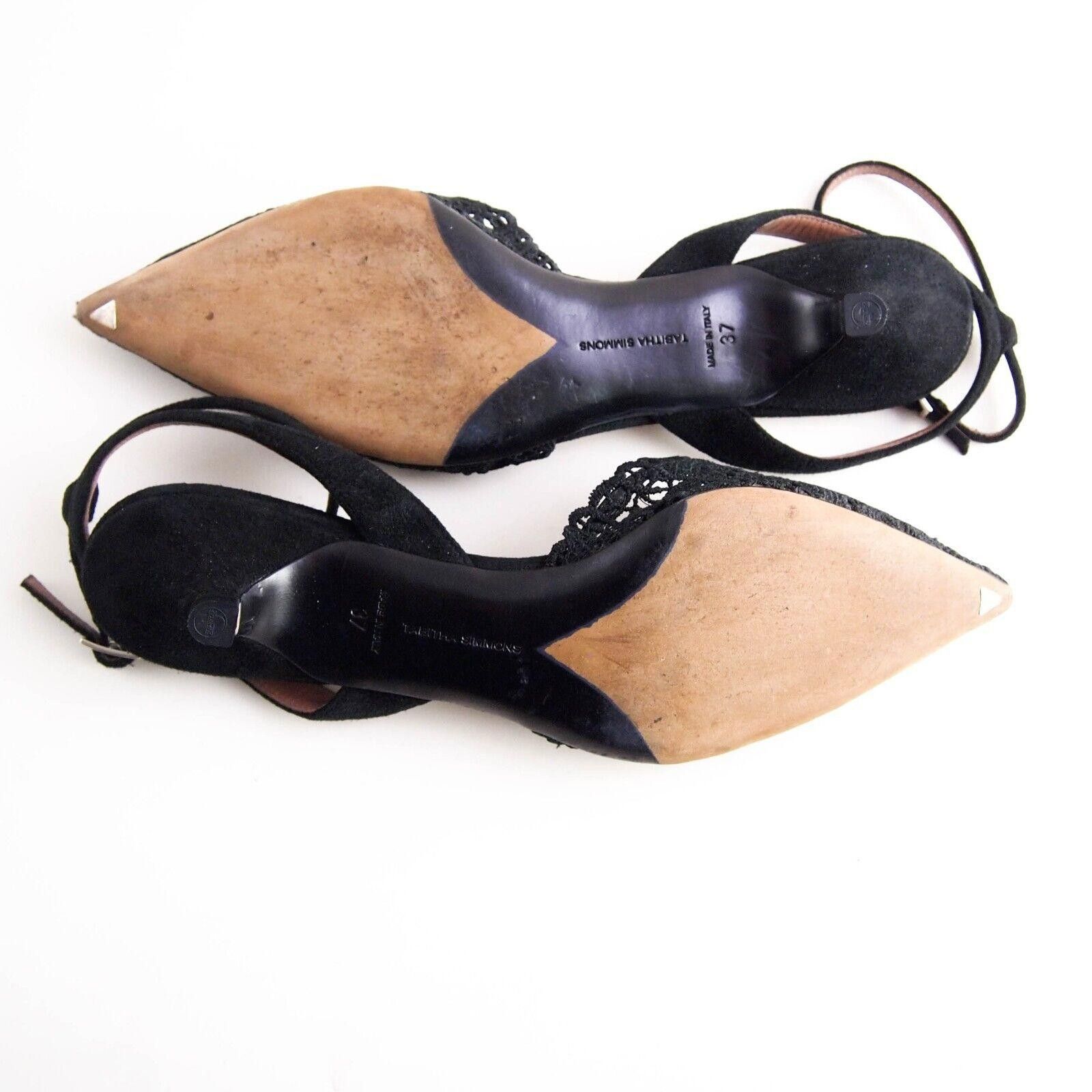 Designer Tabitha Simmons Sandals Black Lace Suede US 7 EU 37 Size US 7 / IT 37 - 7 Thumbnail