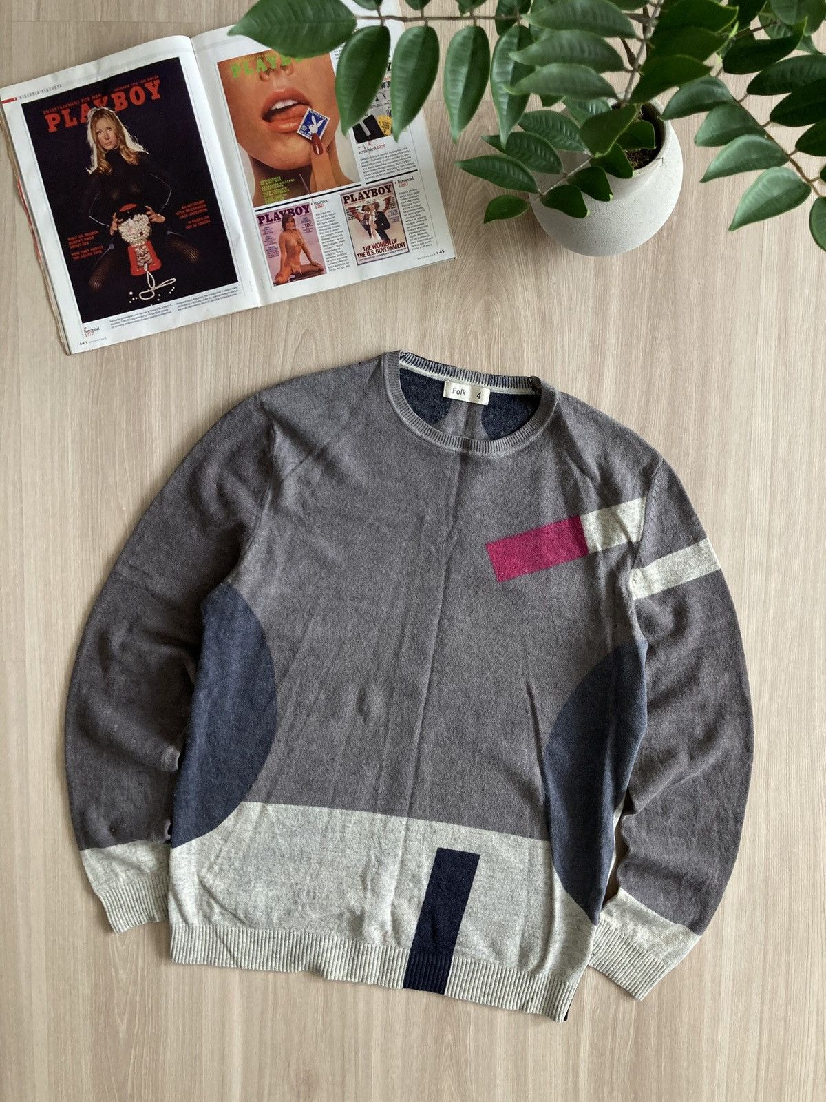 Folk Vintage Folk 100% Wool Knit Sweater 00s Size US L / EU 52-54 / 3 - 1 Thumbnail