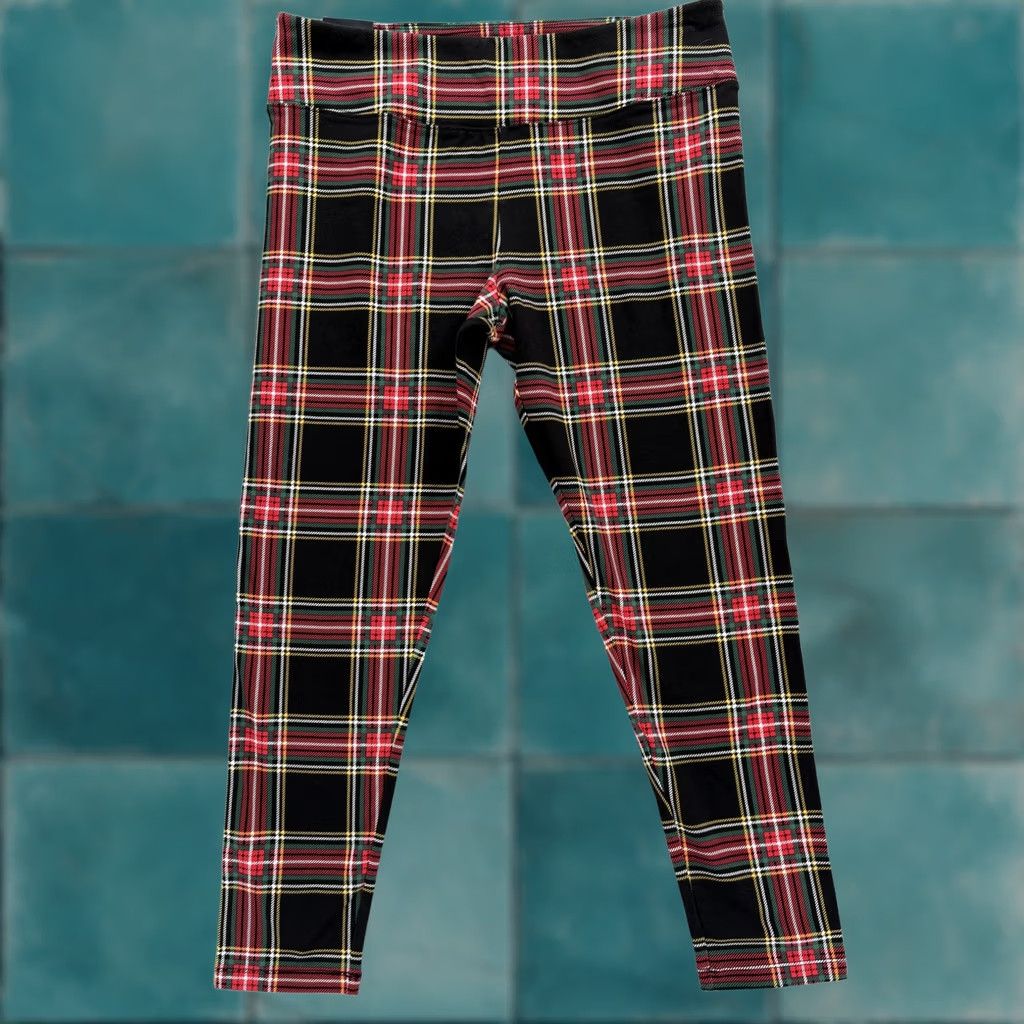 J.Crew J.CREW Womens Large Leggings Multicolor Plaid Holiday Christmas Ankle High Rise Size 36" / US 14 / IT 50 - 1 Thumbnail