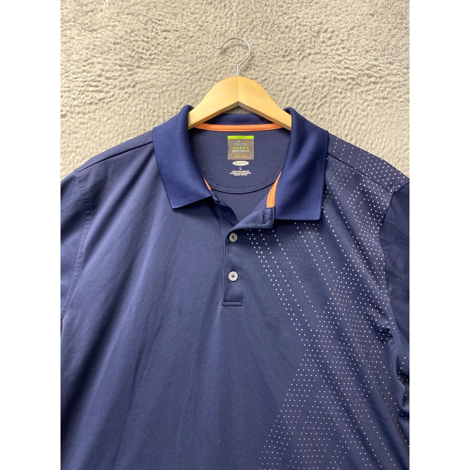 Vintage Greg Norman Men's L Performance Golf Polo UPF Navy Shark 121-17 / Trade Size US L / EU 52-54 / 3 - 2 Thumbnail