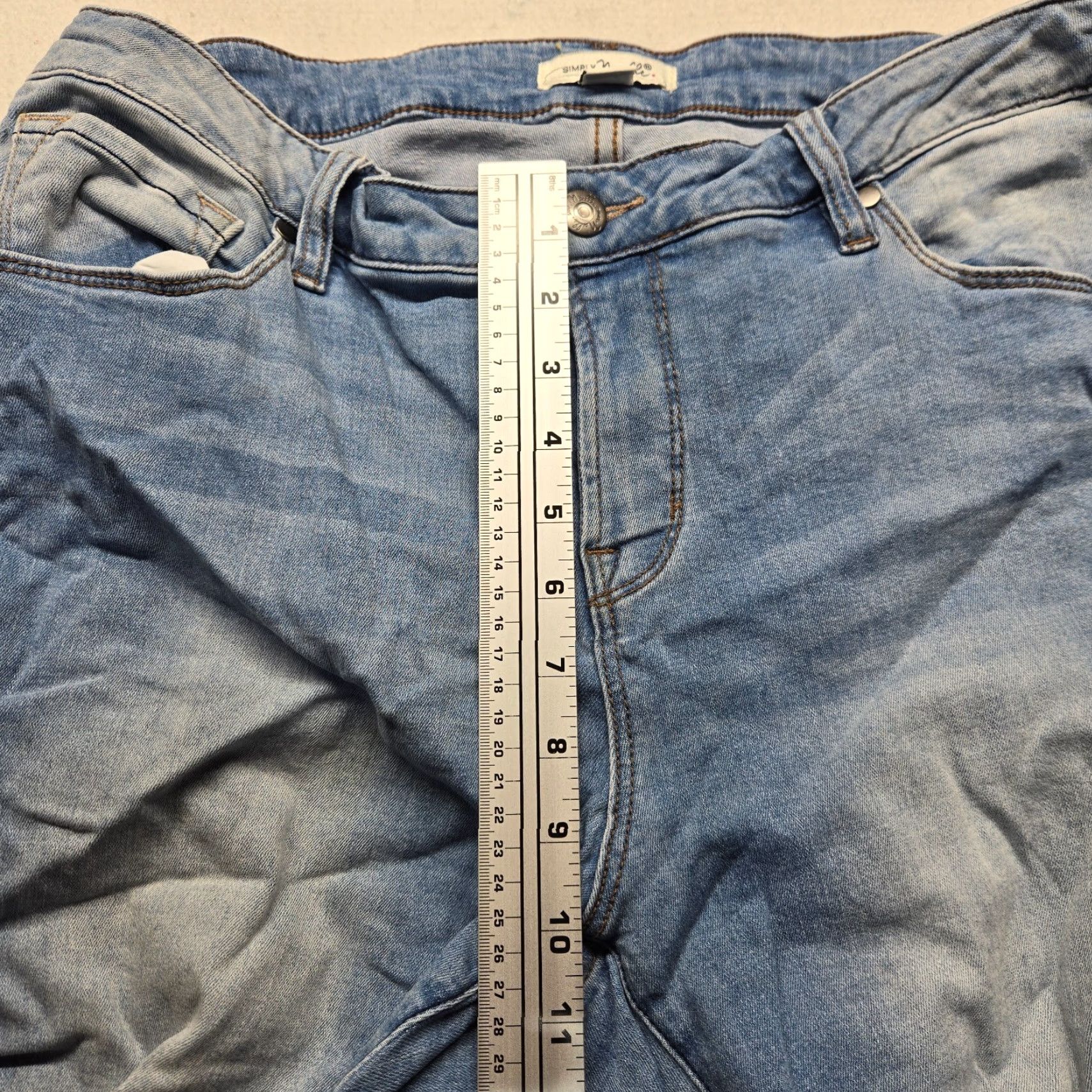 Denime Simply Noelle Denim Blue Jeans Pants Adult Women's Size 12 Skinny Button Stretch Regular Mid Rise Blue Pants Womens 12 Jeans Size 34" / US 12 / IT 48 - 5 Thumbnail