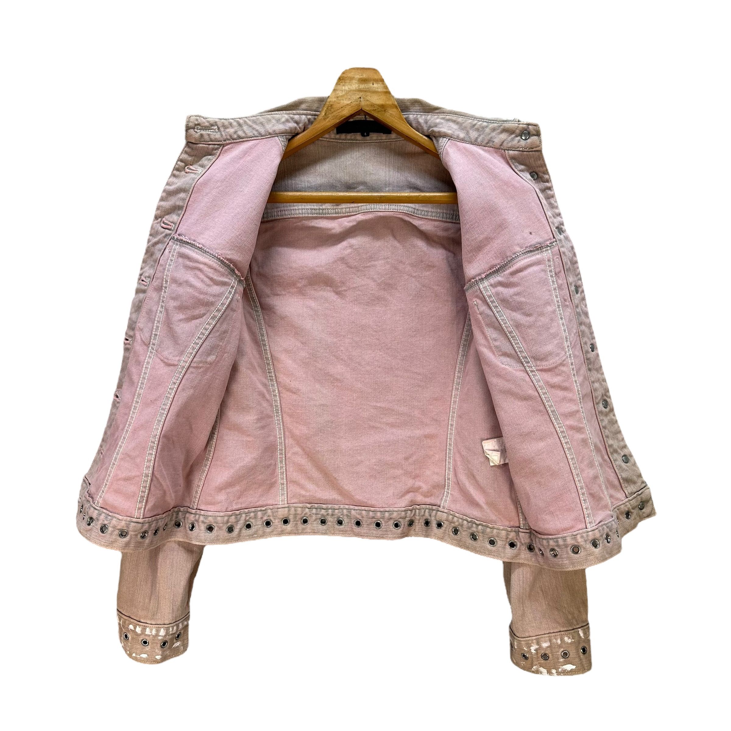 Japanese Brand PLANET REMIX Faded Pink Cropped Jean Jacket #A71-1740 Size M / US 6-8 / IT 42-44 - 8 Thumbnail