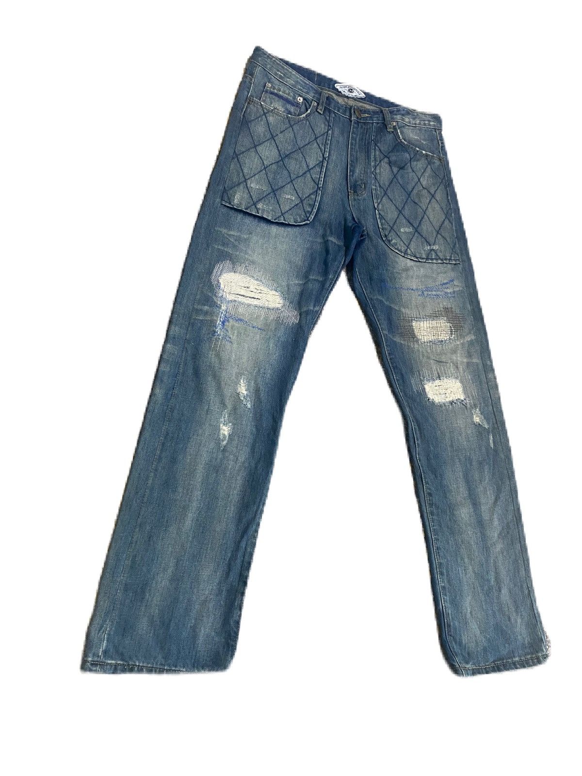 Japanese Brand × Kapital JAPAN BRAND OUTER SPACE RIPPED STYLE DENIM DISTRESS Size US 34 / EU 50 - 4 Thumbnail