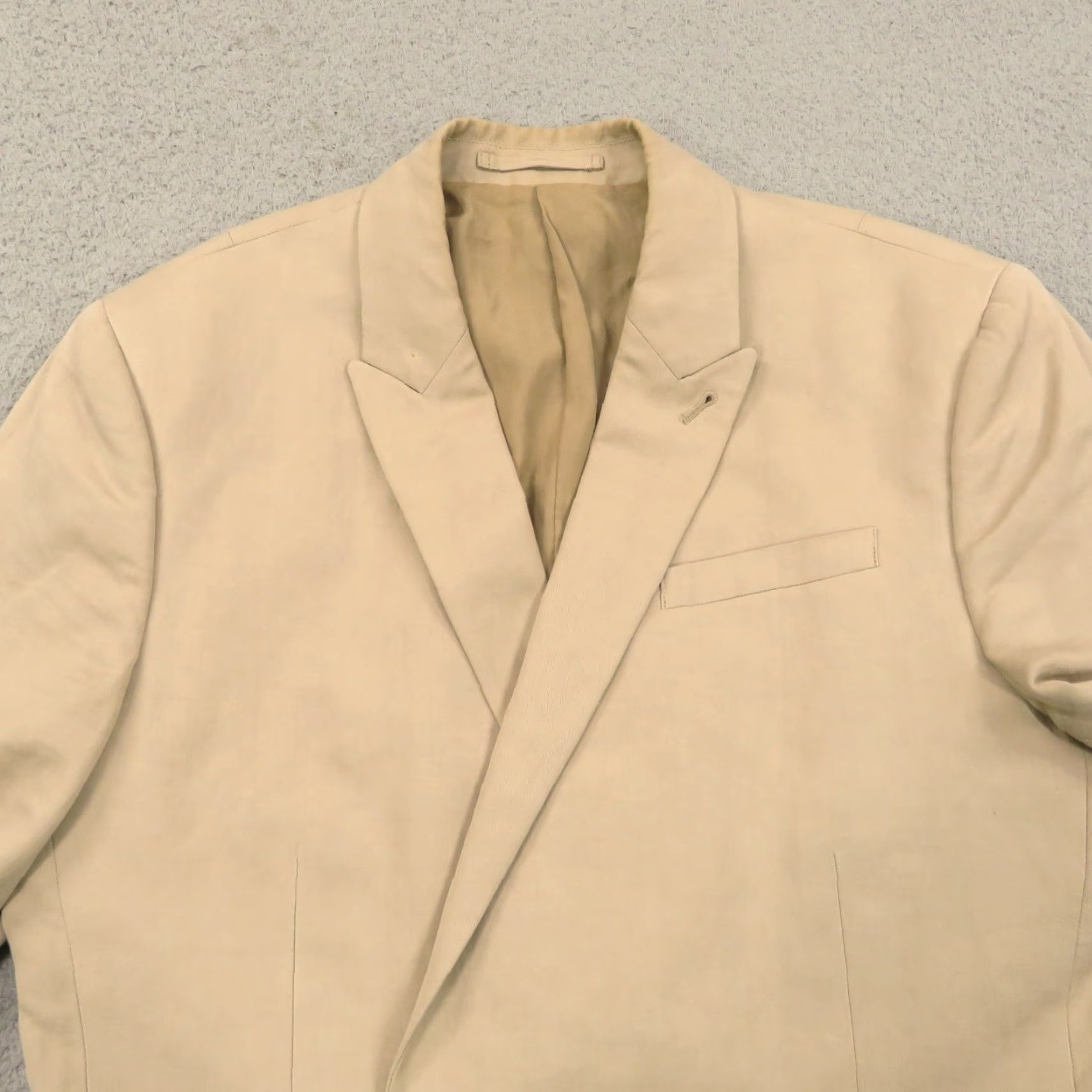 Allsaints VINTAGE AllSaints Blazer 36R Jacket Mens Double-Breasted Linen Cotton Tan Beige 4-Button Peak Lapel Suits Coat Solid Size 36R - 5 Thumbnail