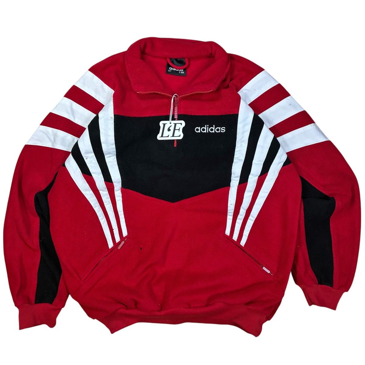 Adidas Mens Adidas Vintage 90s Fleece Jacket Size XL Red-Black Size US XL / EU 56 / 4 - 1 Thumbnail