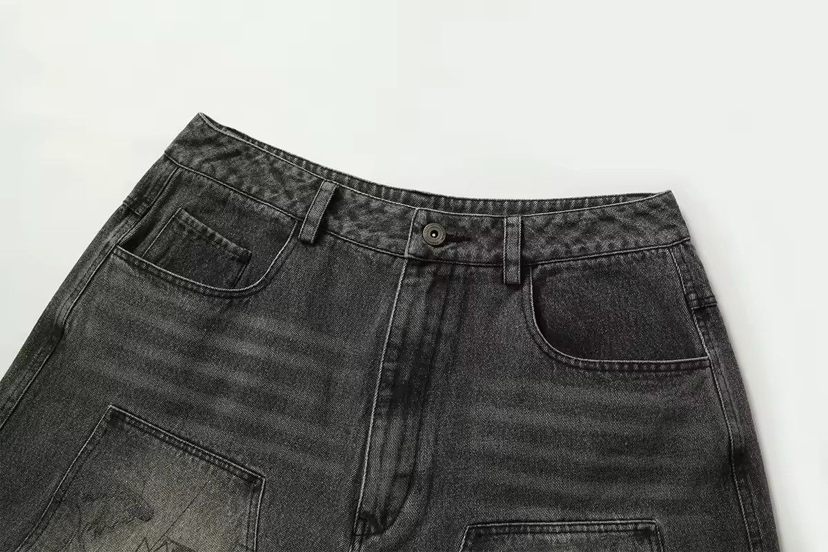 Other Streetwear Gothic Punk Washed Denim Printed Shorts Size US 32 / EU 48 - 6 Thumbnail