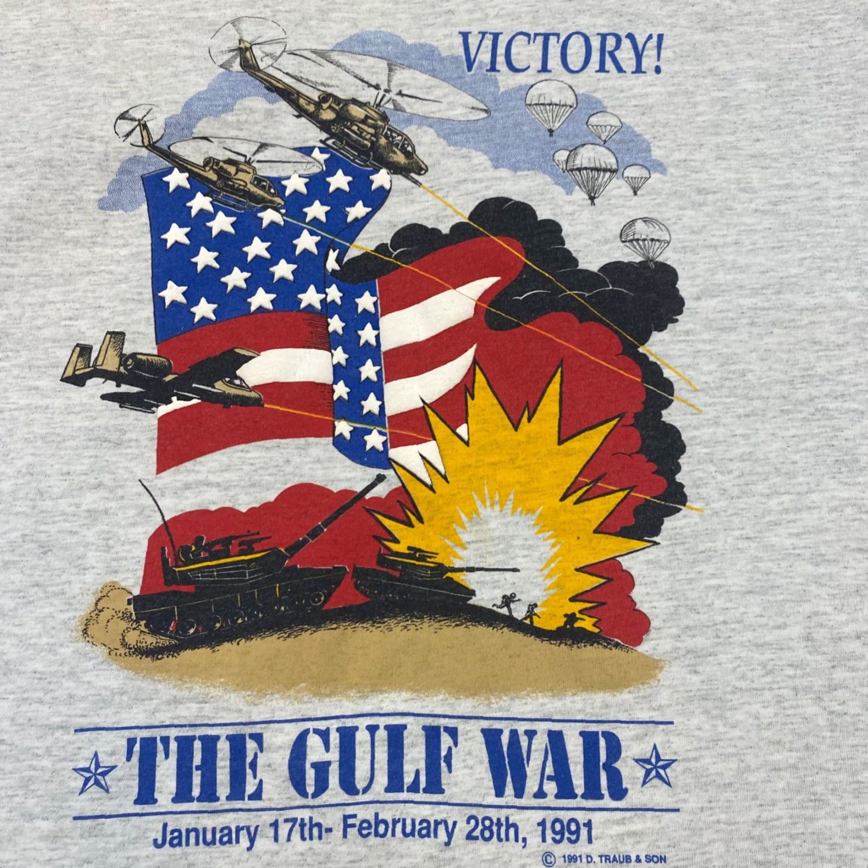 Vintage VINTAGE The Gulf War Shirt Mens XL Gray Graphic Tee Victory 1991 90s Shield Shirt Size US XL / EU 56 / 4 - 2 Thumbnail
