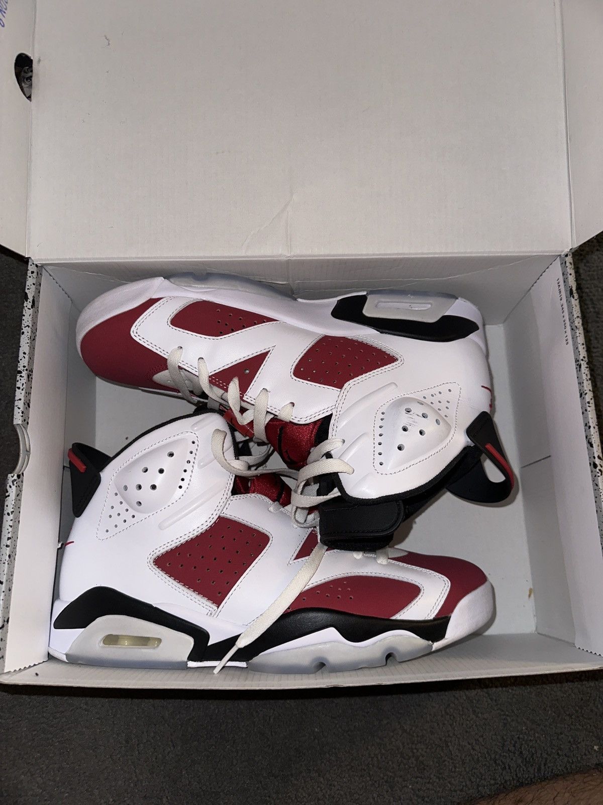 image of Jordan Nike Jordans 6 Carmines Shoes in White, Men's (Size 9.5)