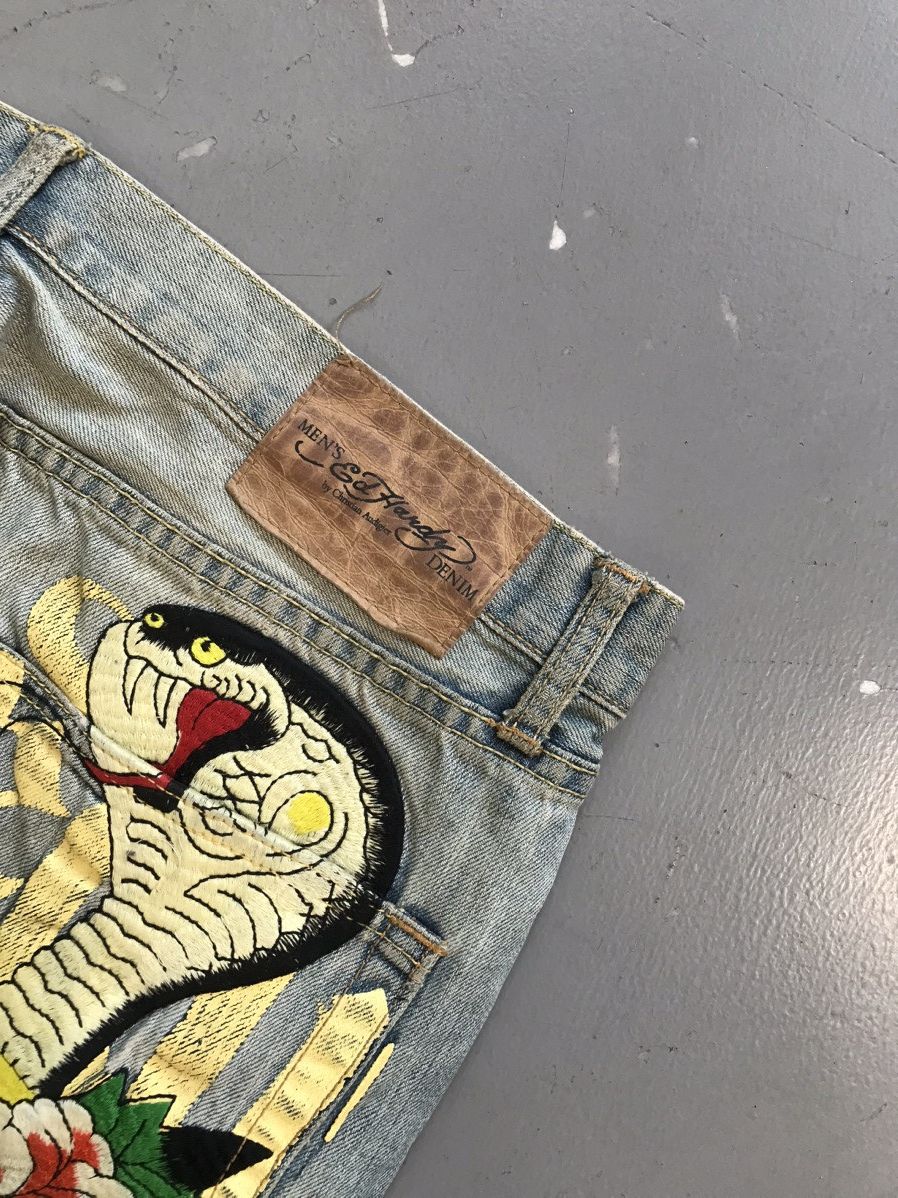 Christian Audigier × Ed Hardy × Vintage Vintage Edhardy SpellOut printed snake 🐍 embroidered denim Size US 36 / EU 52 - 8 Thumbnail