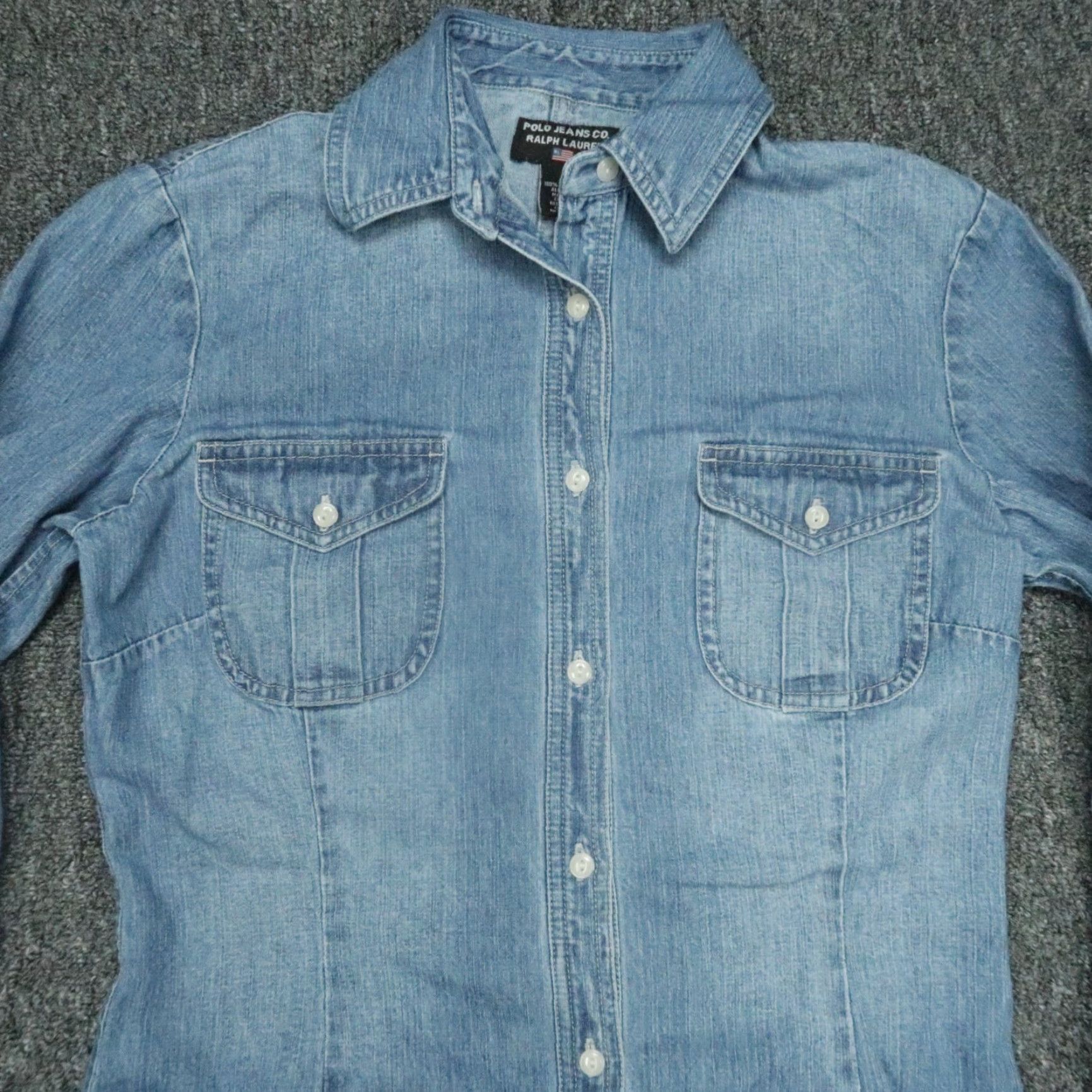 Ralph Lauren VINTAGE Polo Jeans Ralph Lauren Shirt Dress Womens 4 Blue Denim Button Long Sleeve Size S / US 4 / IT 40 - 2 Thumbnail