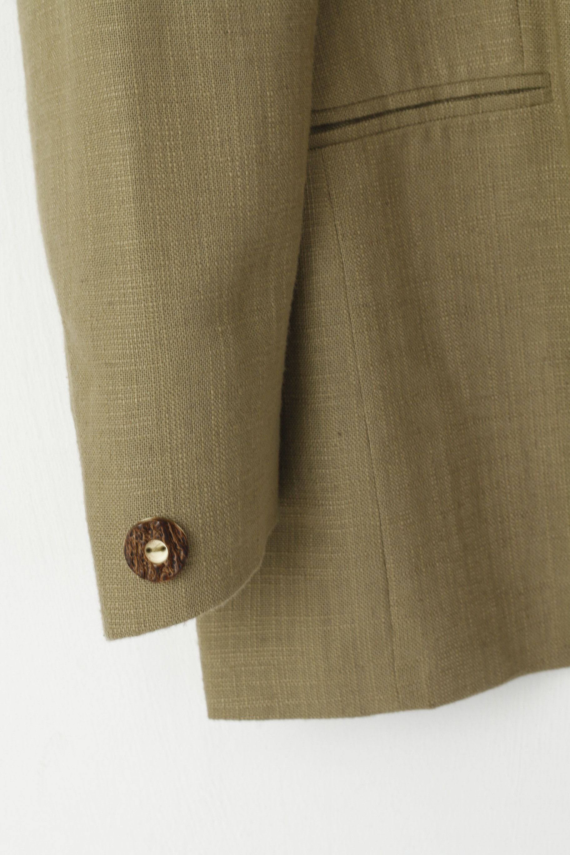 Vintage Walbusch Men 25 40 Blazer Green Linen Blend Tyrol 5072 Size 40R - 7 Thumbnail