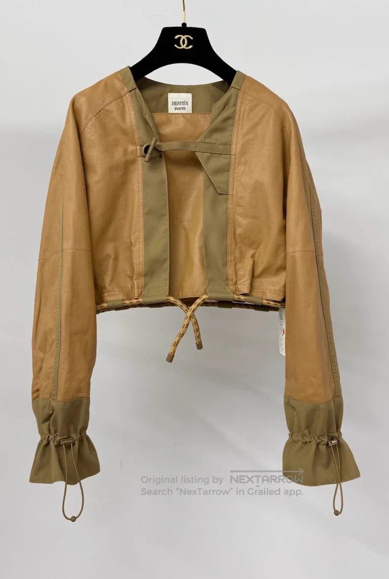 Hermes Hermes Short Color-Blocked Leather Jacket Size XS / US 0-2 / IT 36-38 - 1 Thumbnail