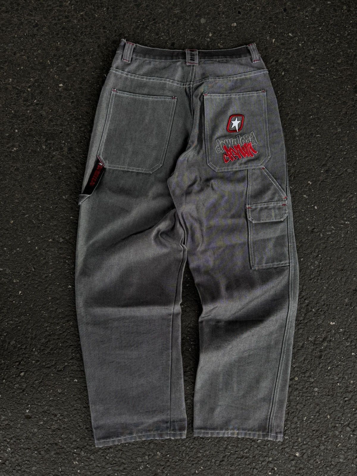 Designer × Vintage Grey Carpenter Jeans Patchwork Y2K Rap Skate Size US 32 / EU 48 - 2 Thumbnail