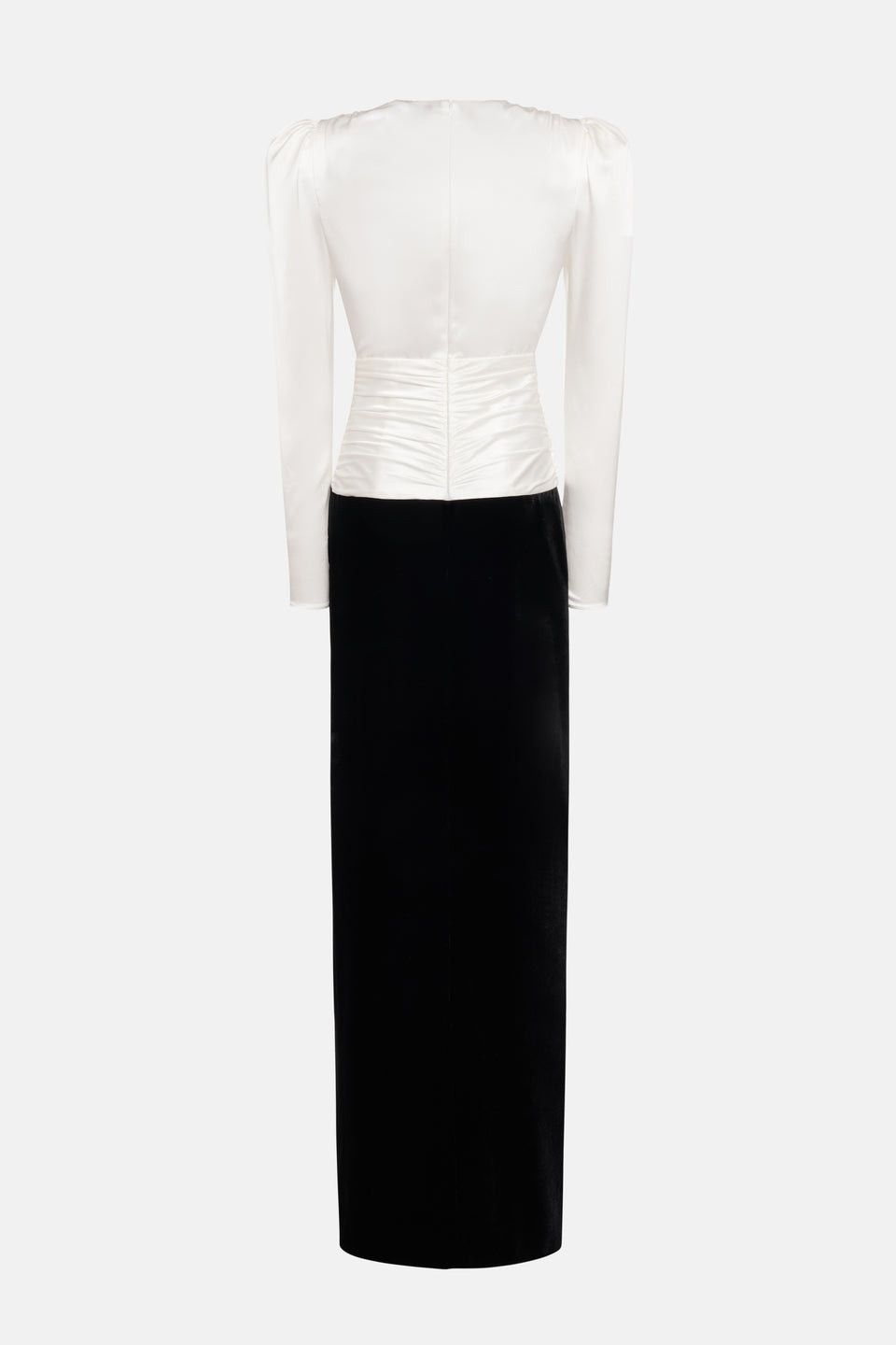 Alessandra Rich o1s22i1n0225 Long Silk & Velvet Dress in Black White Size S / US 4 / IT 40 - 2 Thumbnail