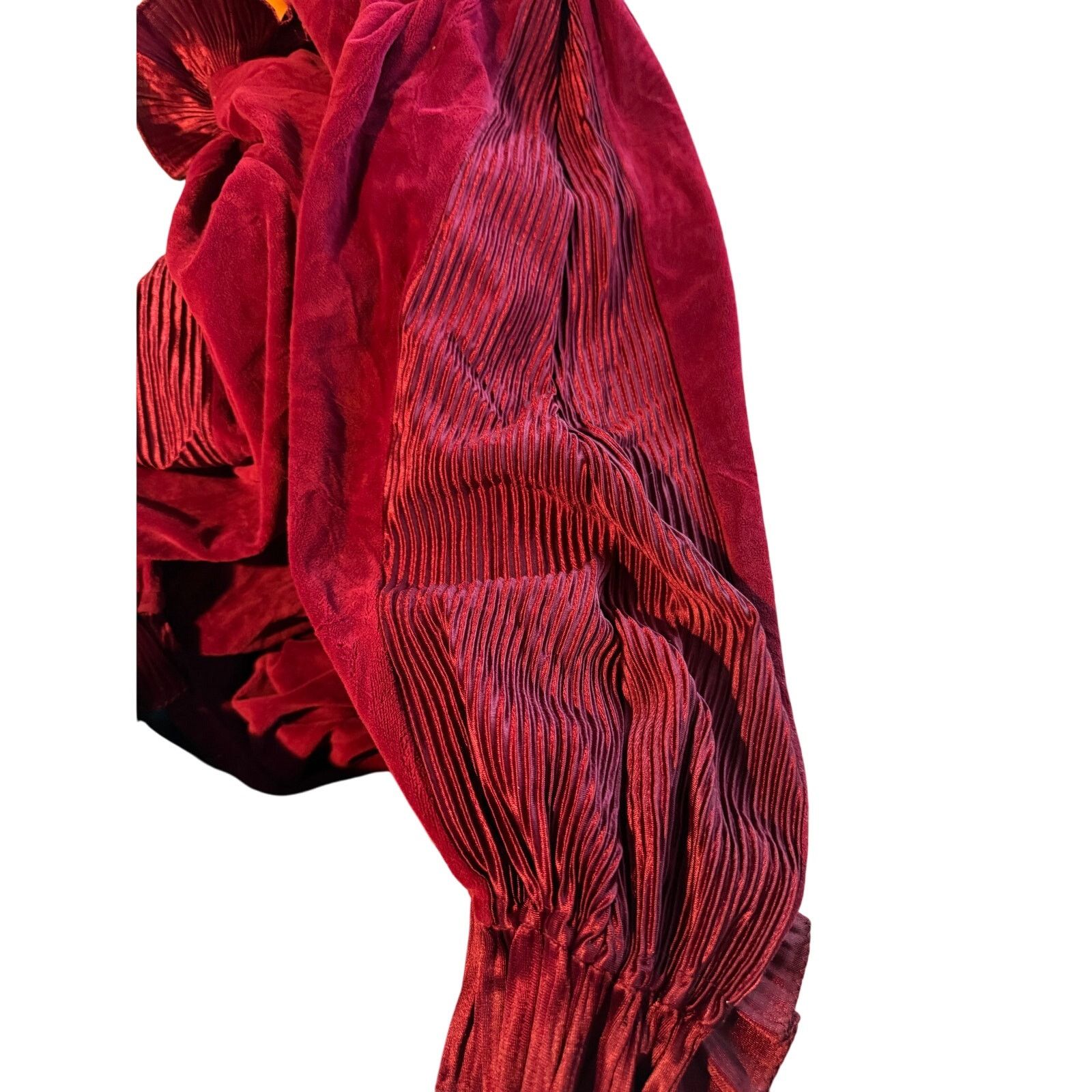 Vintage Vintage R. Michael Alan Deep Red Ruffle Trim House Coat Robe Size ONE SIZE - 3 Thumbnail
