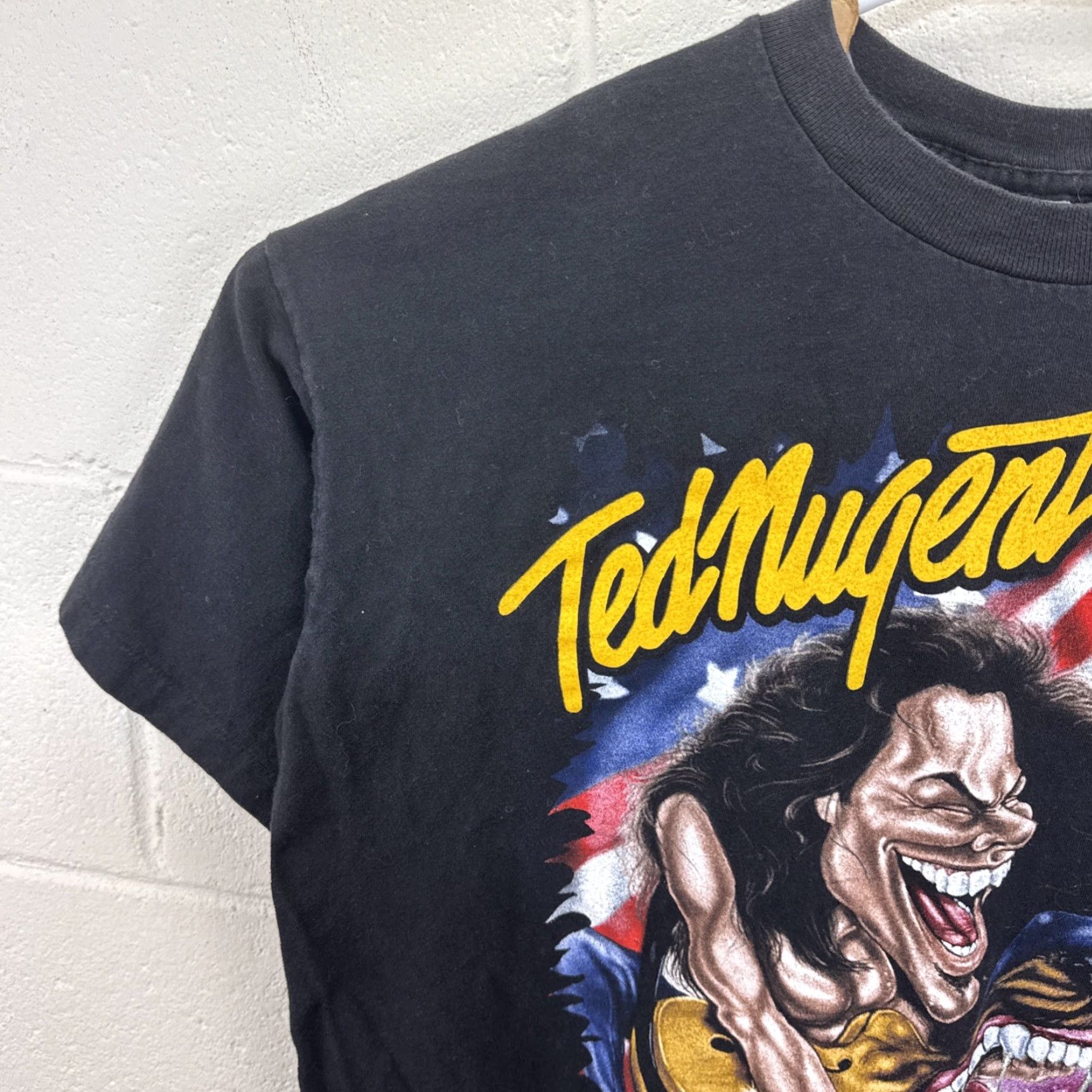 Vintage VINTAGE Winterland 90s Ted Nugent Whiplash Bash XL Black Censored T-Shirt Size US XL / EU 56 / 4 - 6 Thumbnail