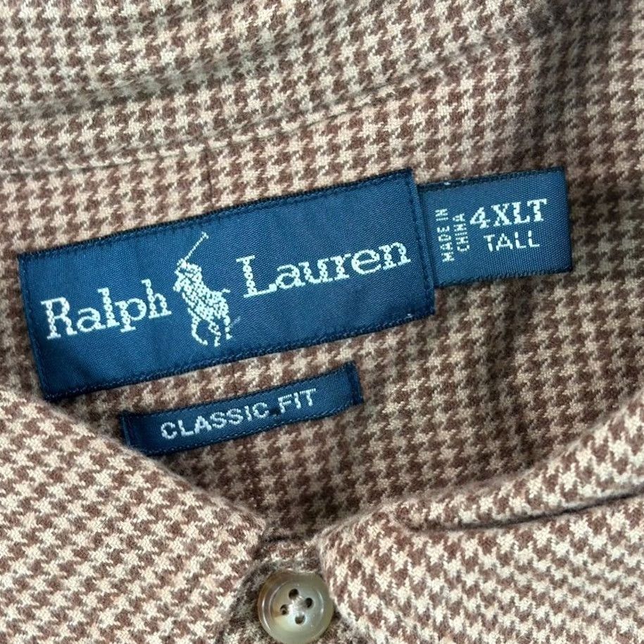Polo Ralph Lauren Polo Ralph Lauren Shirt Men 4XLT Tall Brown Houndstooth Classic Fit Pony Prep Size US XXL / EU 58 / 5 - 2 Thumbnail