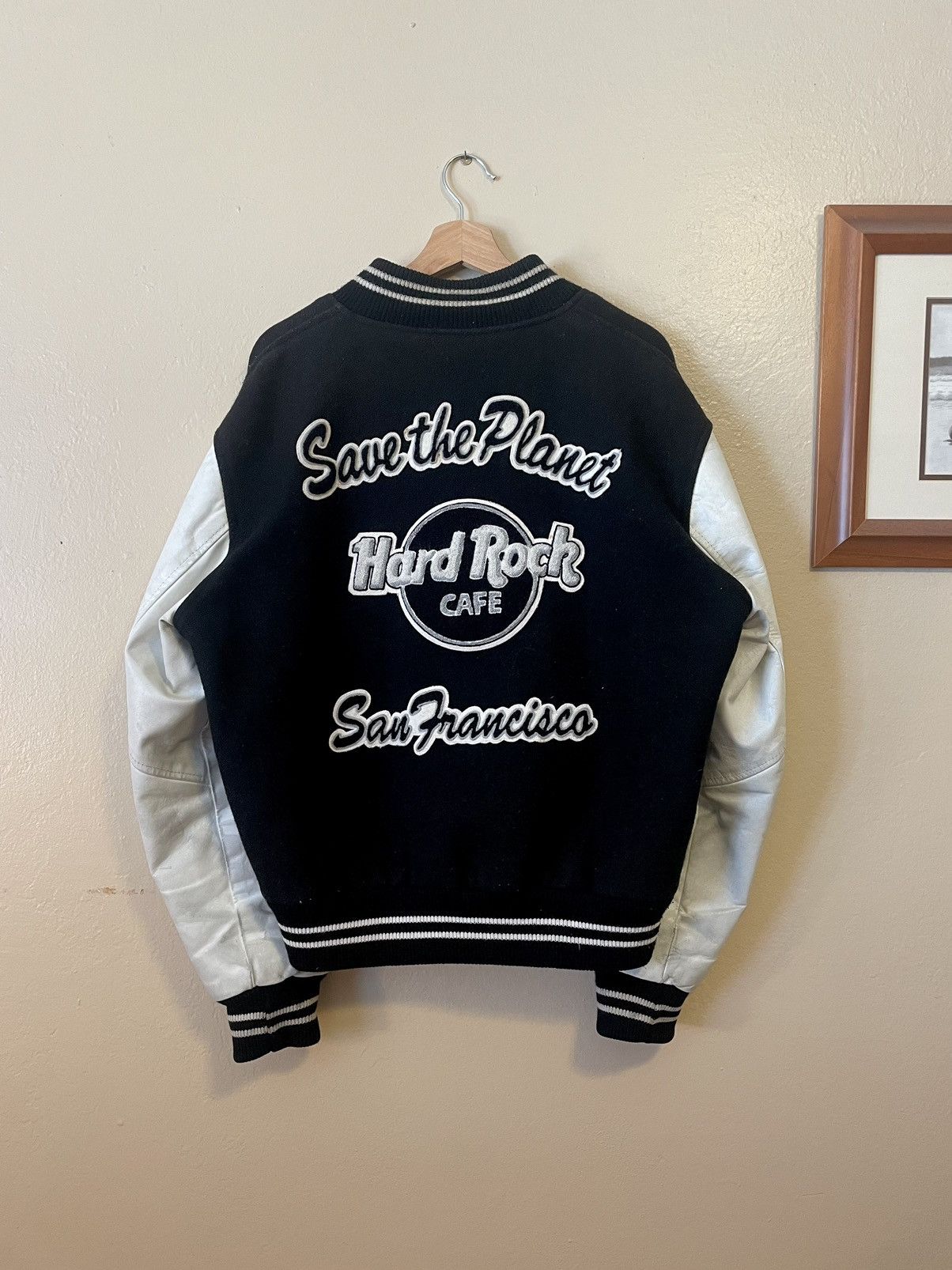 Hard Rock Cafe × Vintage Vintage 90s Hard Rock Cafe San Francisco Leather Letterman Size US L / EU 52-54 / 3 - 1 Thumbnail