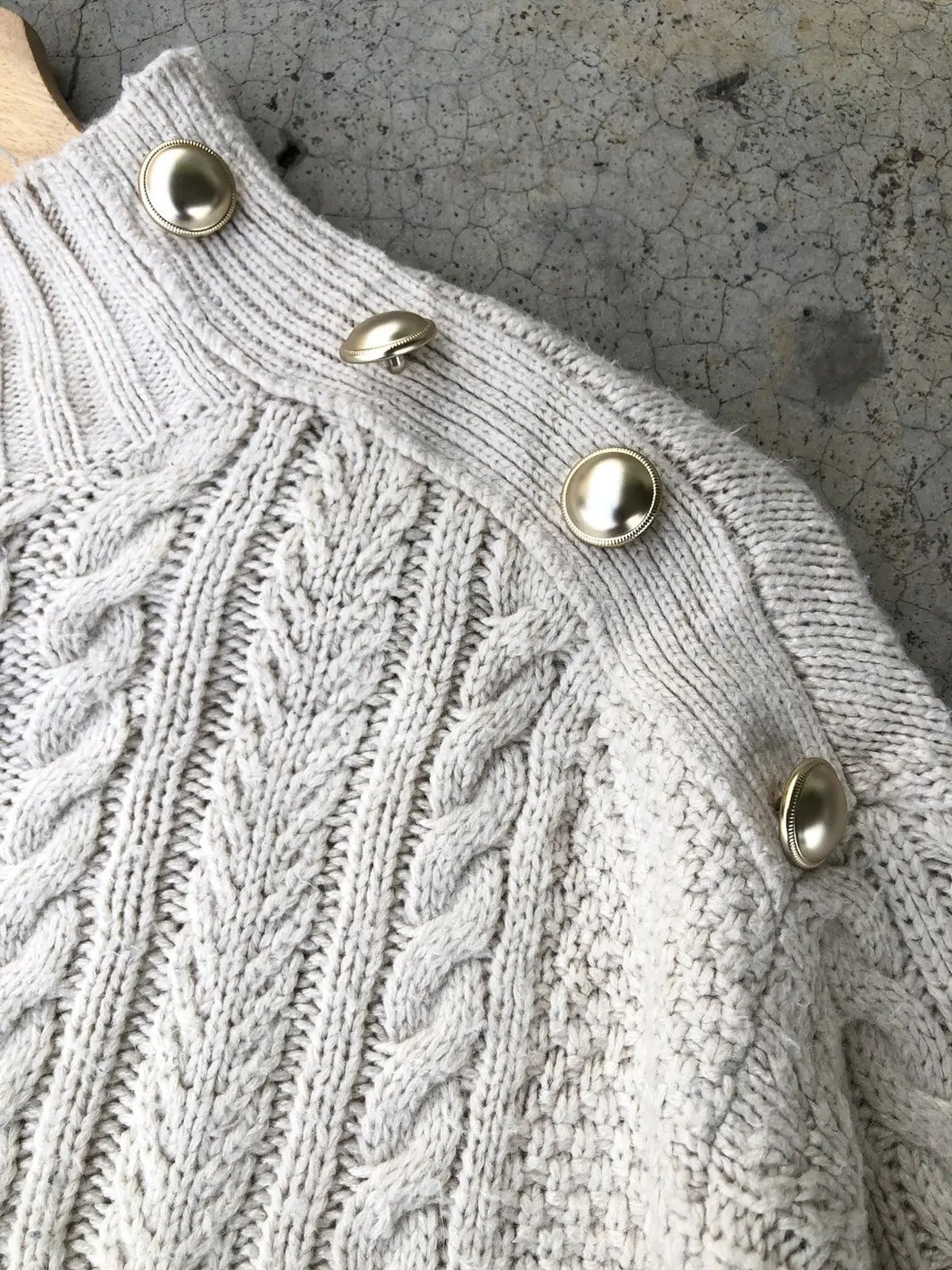 Designer × Homespun Knitwear Vintage Cable Knit Button Jumper Sweater Size US L / EU 52-54 / 3 - 6 Thumbnail