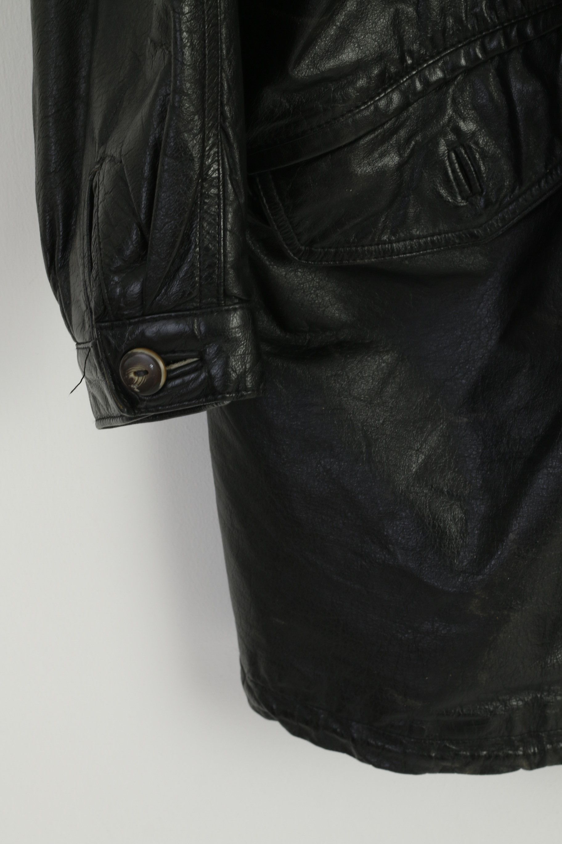 Vintage Vintage Women 42 L Leather Jacket Black Long 7688 Size L / US 10 / IT 46 - 3 Thumbnail