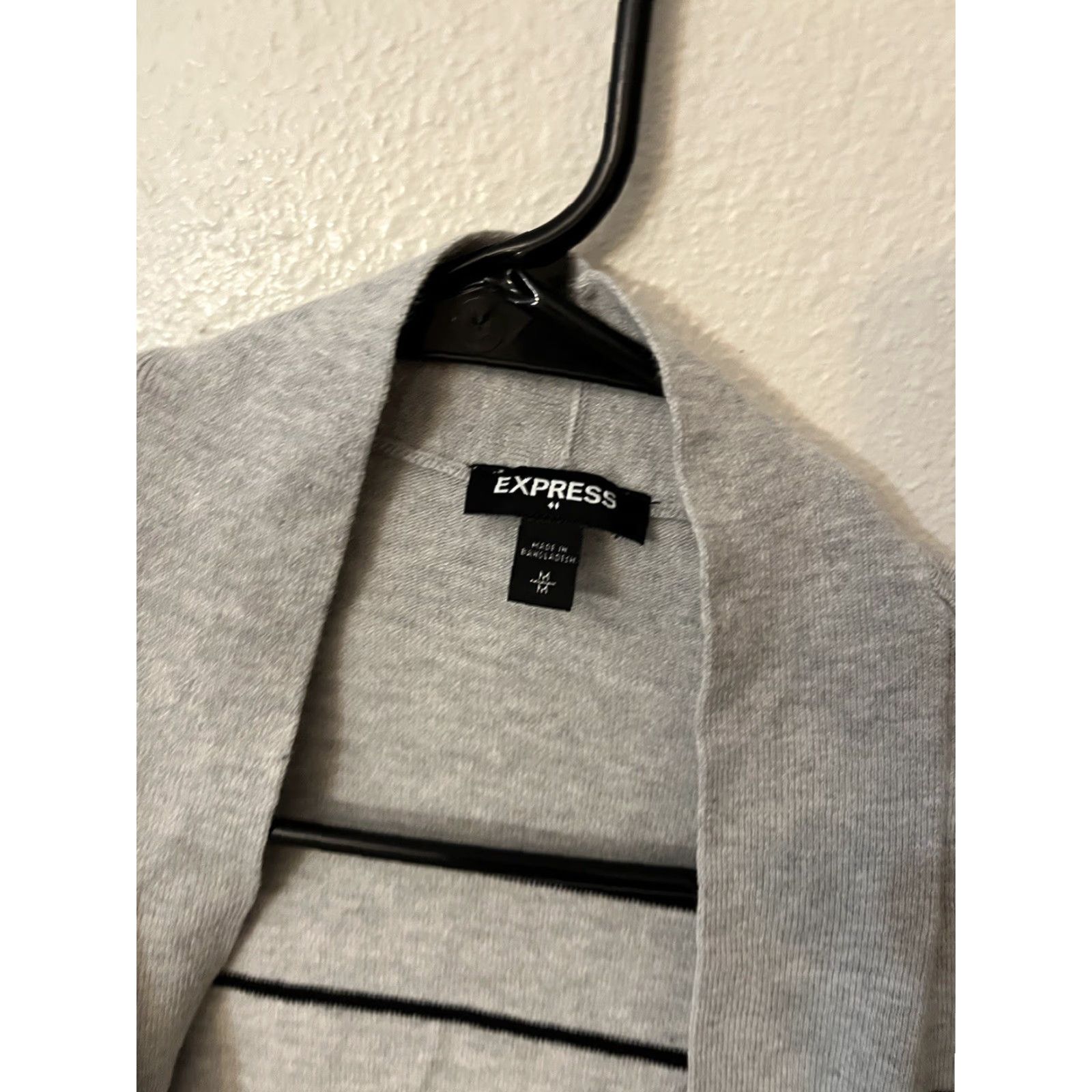 Express VINTAGE Express Gray Striped Long Sleeve Cardigan Sweater Women Size M Open Knit Lightweight Fall Winter Casual Size M / US 6-8 / IT 42-44 - 3 Thumbnail
