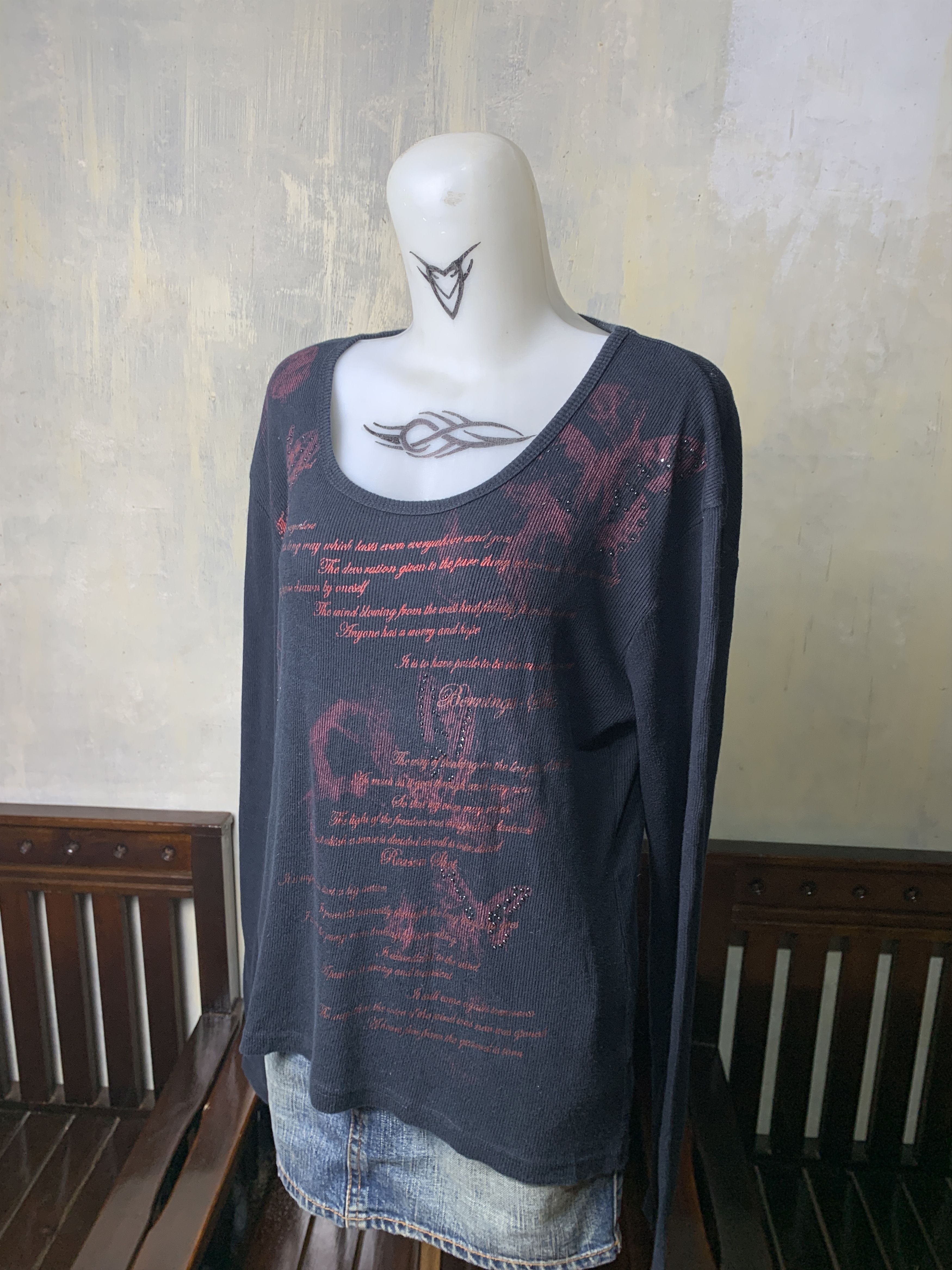 BERNINGS SHO Berning Sho Black Smokey Poem Tee (L) Size L / US 10 / IT 46 - 2 Thumbnail
