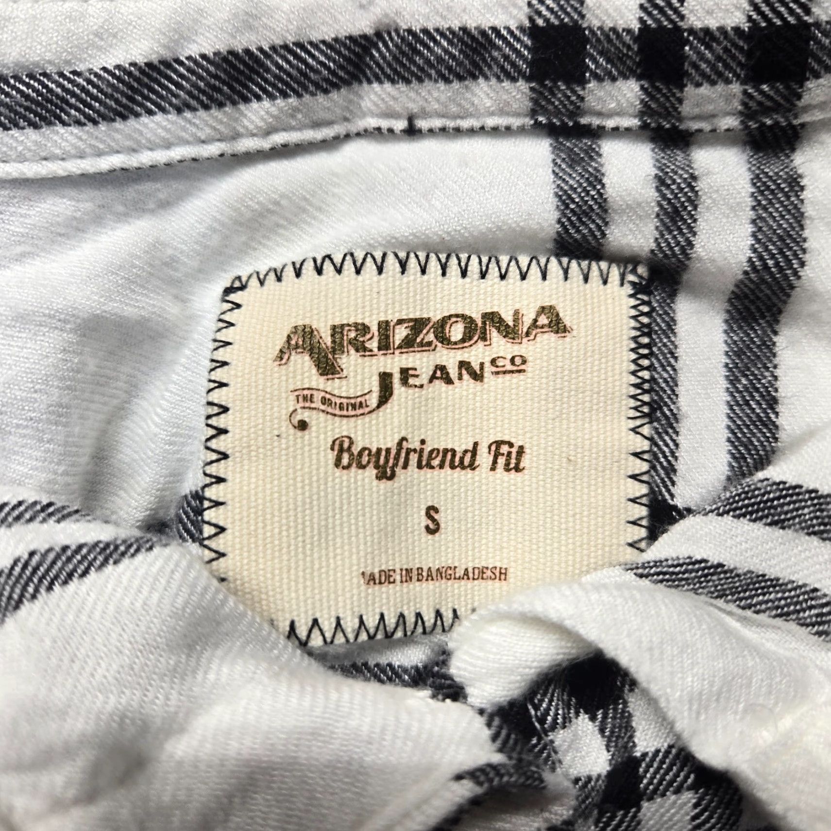 Vintage Arizona Jeans Button-Up Shirt White Women's S Small Flannel Plaid Long Sleeve Casual 90s Grunge Retro Easy Care Cotton Rayon Fall Spring Winter Size S / US 4 / IT 40 - 3 Thumbnail