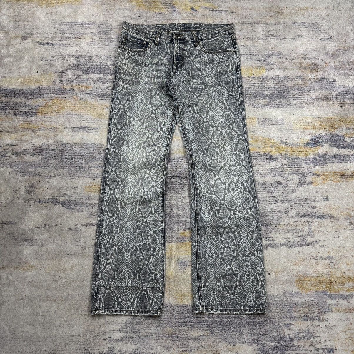 Ppfm Snake skin print flared / bootcut denim pants