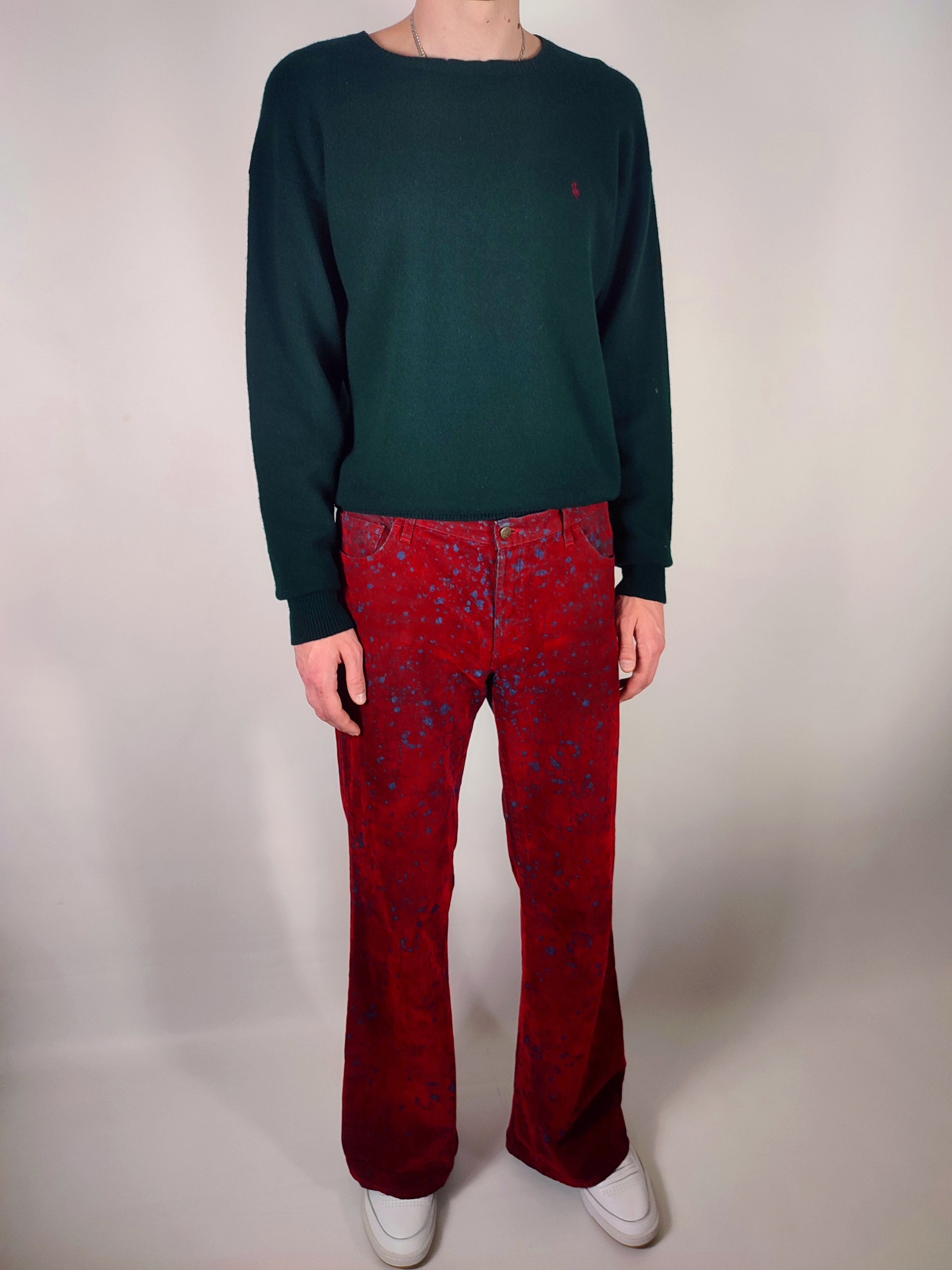 If Six Was Nine ATO The Kick Of Fashion Velour Flared Vampire Jeans Size US 33 - 2 Thumbnail