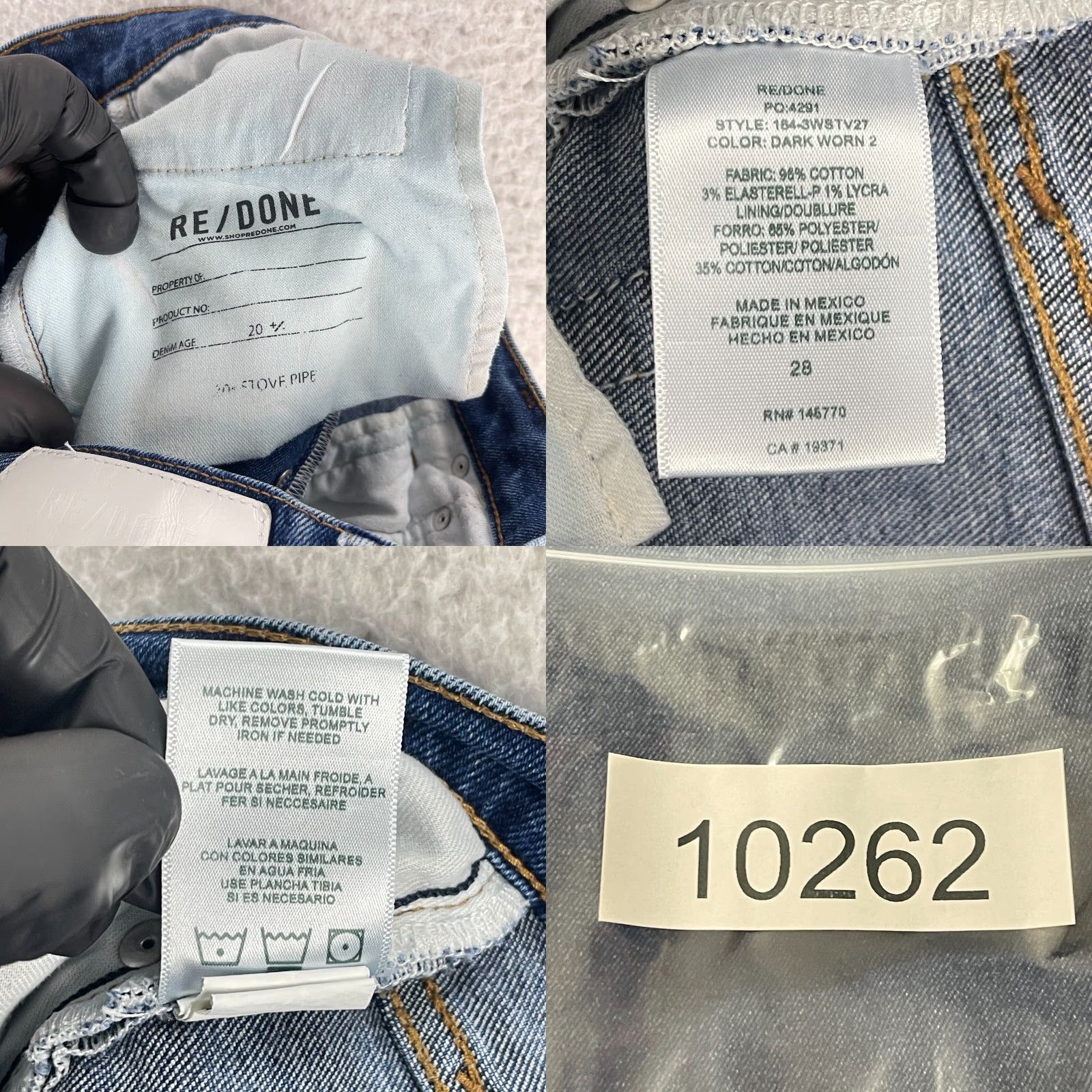 RE/DONE Re/Done 70s Stovepipe Jeans Womens Size 28 Blue Denim Straight Leg Frayed Hem Jeans Size 28" / US 6 / IT 42 - 10 Thumbnail
