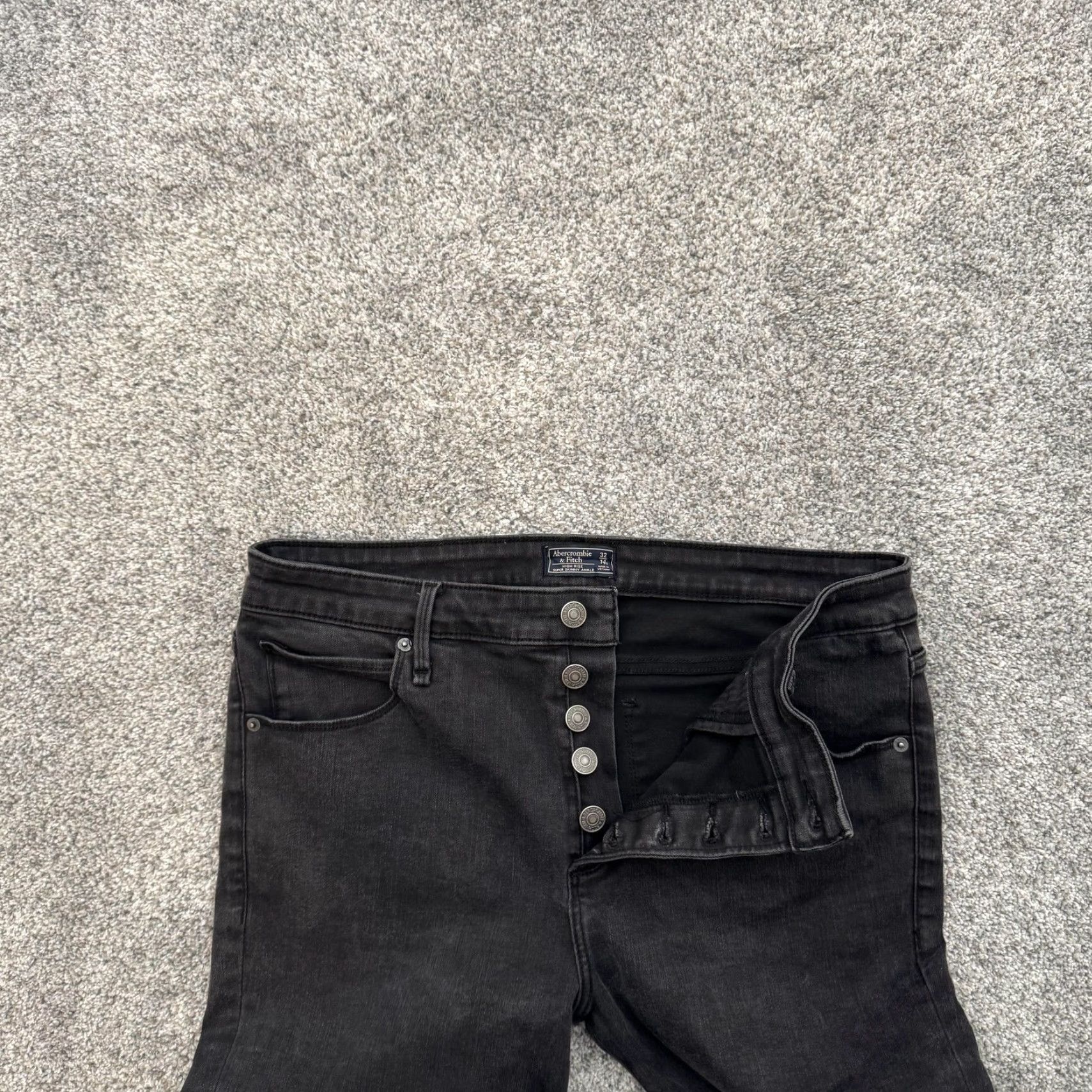 Abercrombie & Fitch Abercrombie & Fitch Jeans Womens 32 14S Black High Rise Button Fly Ankle Raw Hem Slim Skinny Size 24" / US 00 / IT 34 - 6 Thumbnail