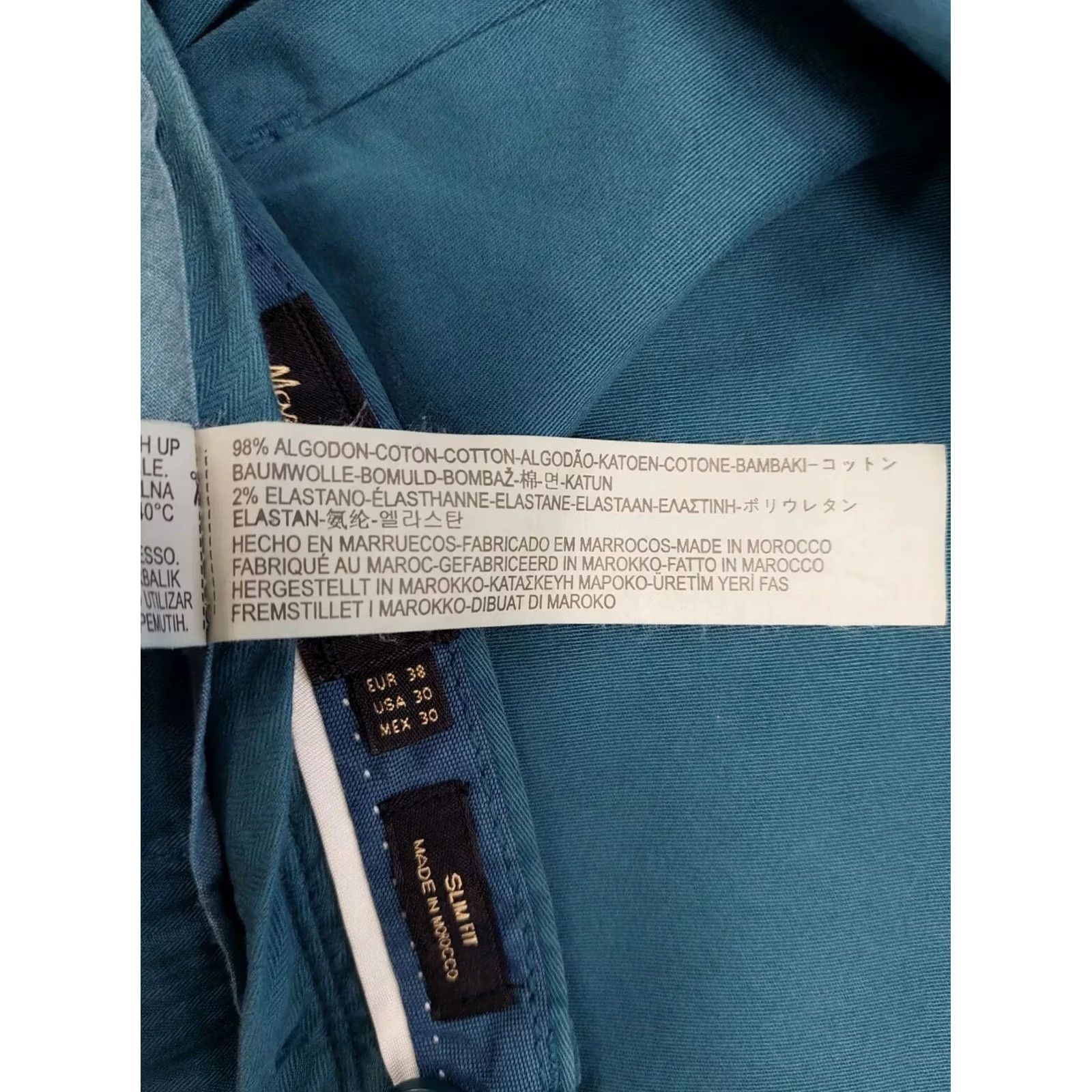 Massimo Dutti Massimo Dutti Slim Fit Trousers Men EU 38 Chino Stretchy Zip Fly Pockets Blue Size US 38 / EU 54 - 5 Thumbnail