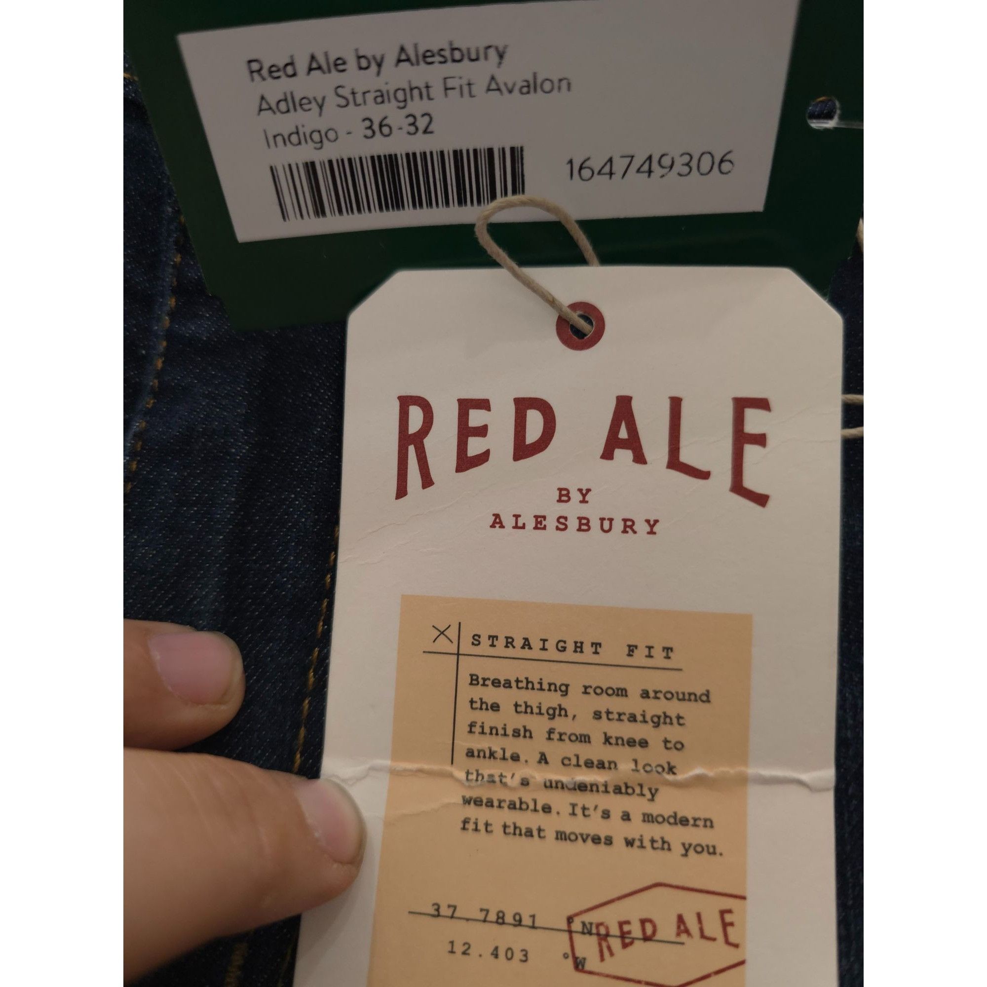 Other Red Ale By Alesbury Mens 36x32 Jeans Adley Straight Fit Aval Size US 36 / EU 52 - 2 Thumbnail