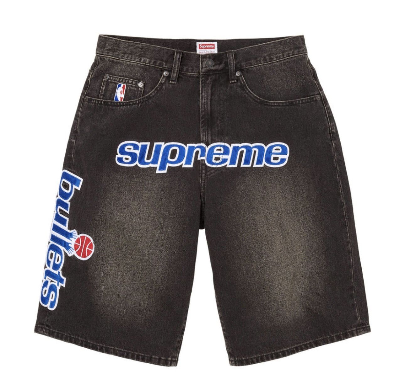 Supreme Flames Jacquard Baggy Denim Shorts | Grailed