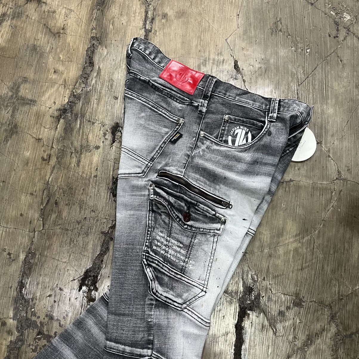 Hysteric Glamour JAPAN WINS Grey Biker Cargo Jeans Size US 31 - 10 Thumbnail
