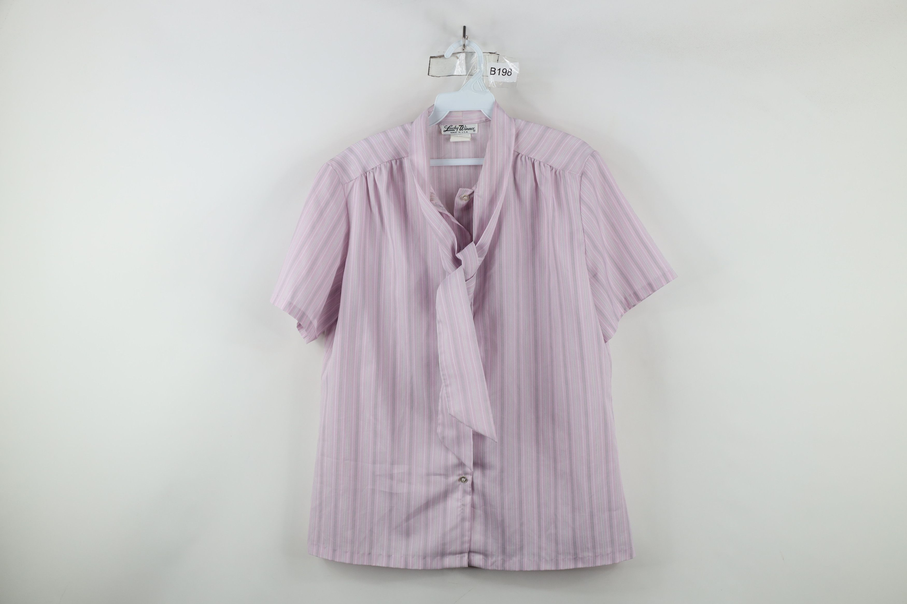 Vintage Vintage 70s Pussybow Collared Button Shirt Purple USA Size XXL / US 16-18 / IT 52-54 - 1 Thumbnail