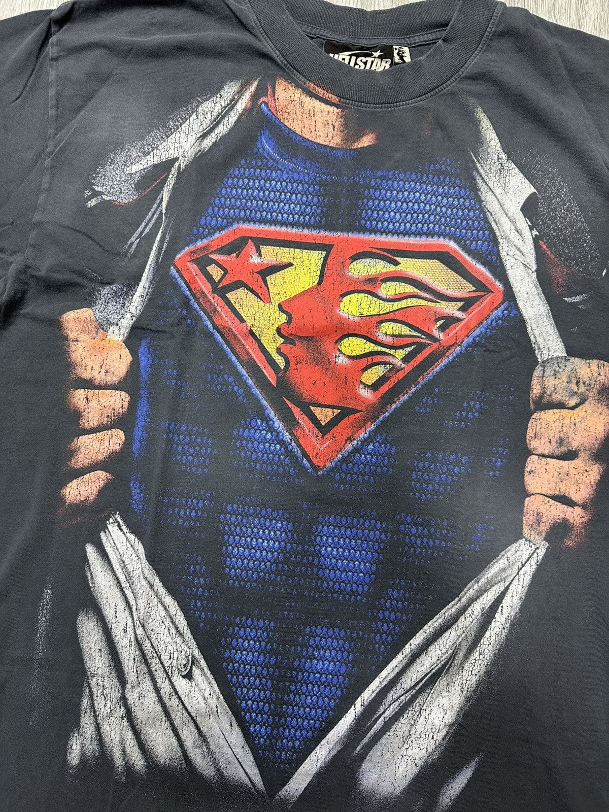 HELLSTAR Hellstar SUPERMAN Logo T-Shirt Black Size US L / EU 52-54 / 3 - 3 Thumbnail